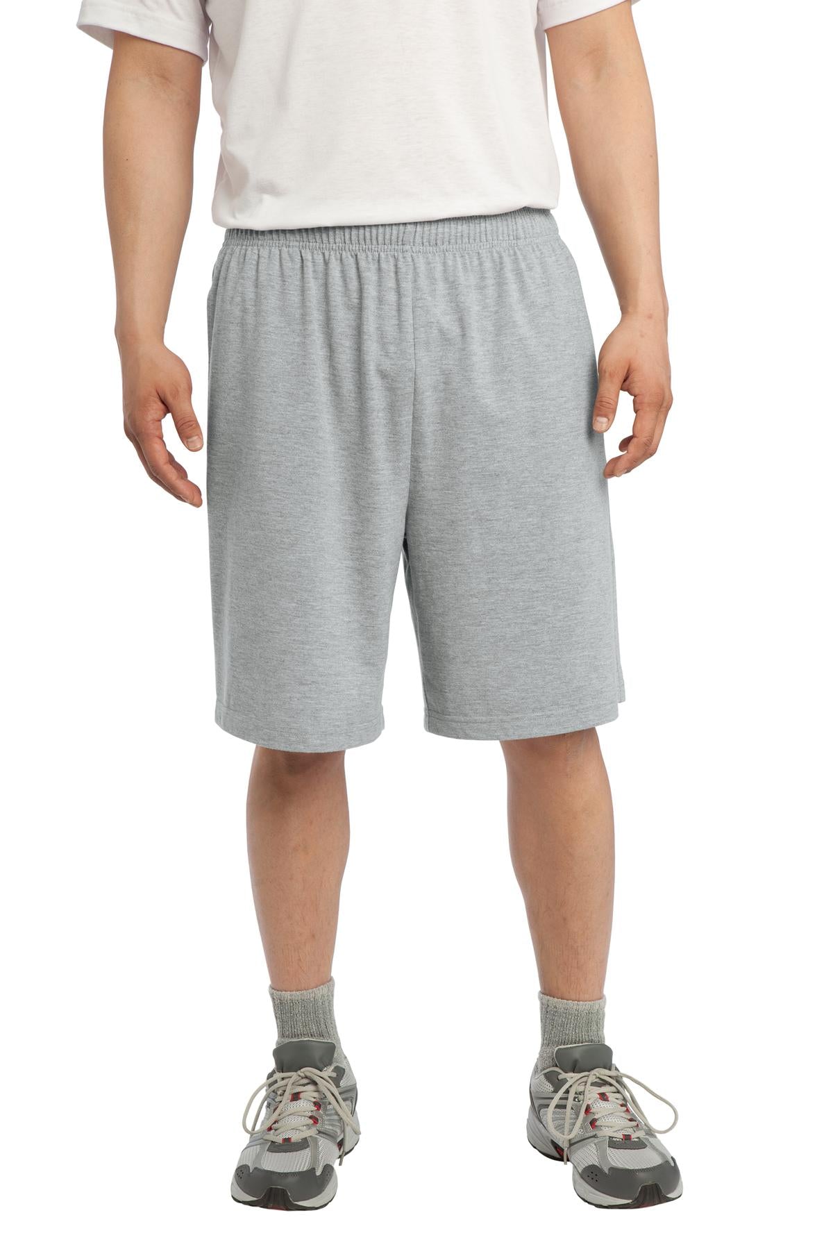 Custom Heather Grey Jersey Knit Short with Pockets ST310, personalized by SanCanDo Swag in Argyle, TX