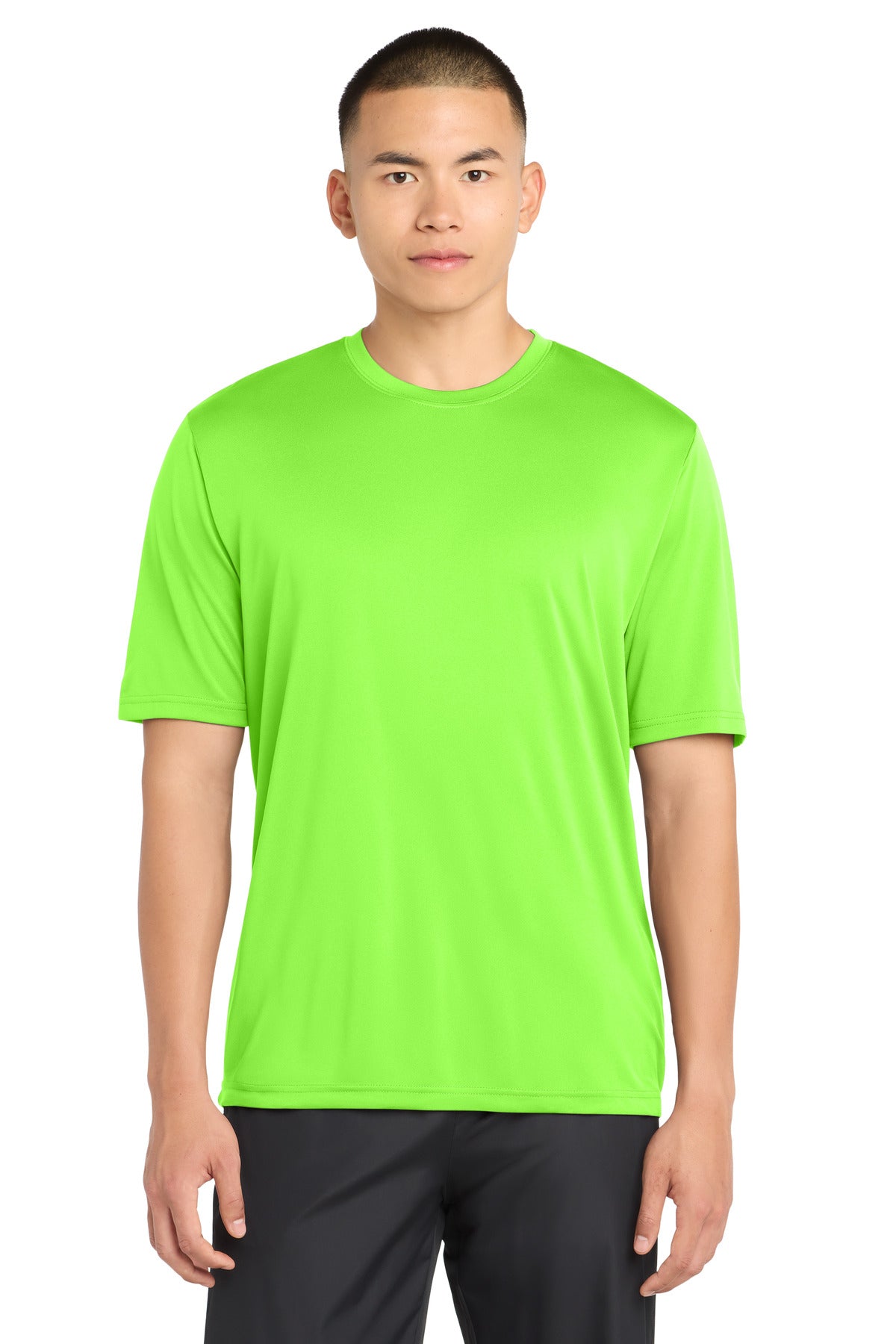 Custom Neon Green PosiCharge Tough Tee ST320, personalized by SanCanDo Swag in Argyle, TX