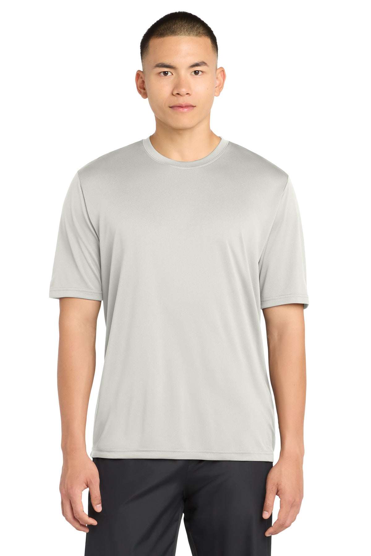 Custom Silver PosiCharge Tough Tee ST320, personalized by SanCanDo Swag in Argyle, TX