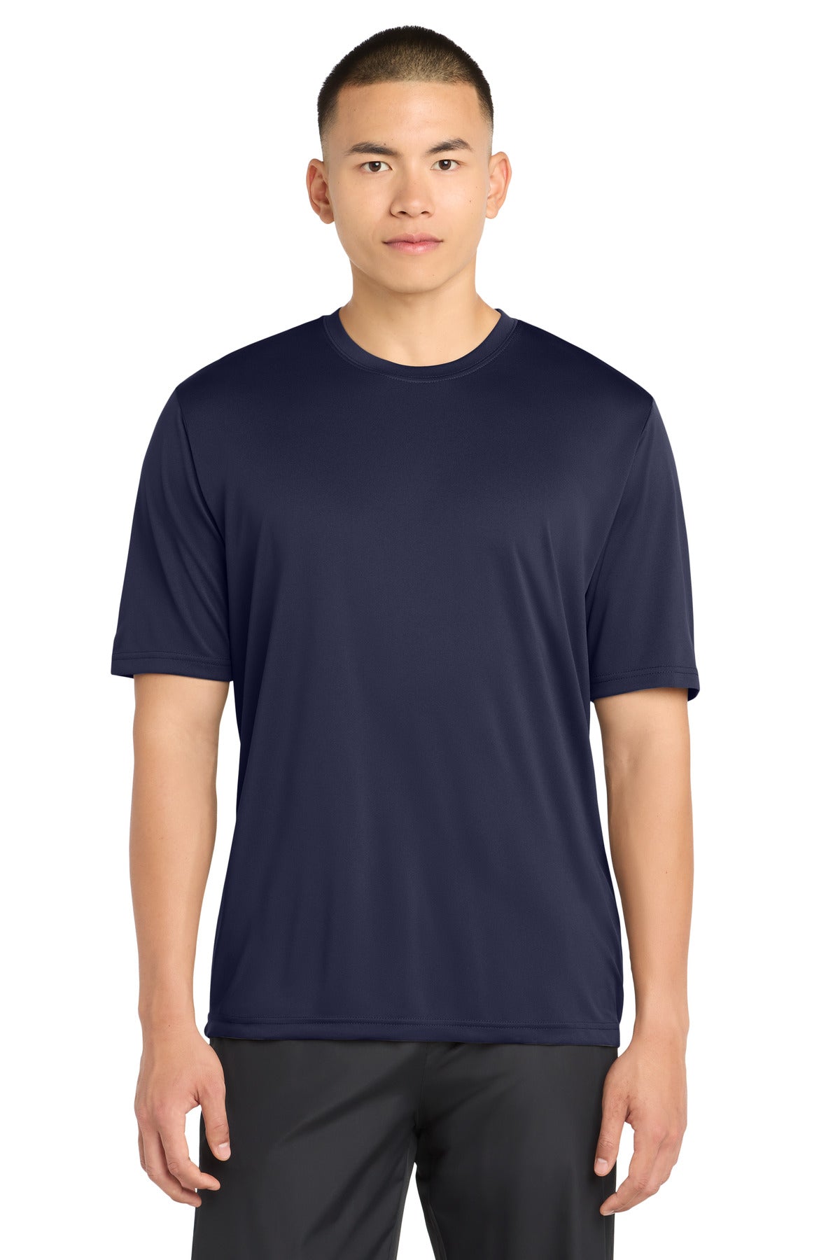 Custom True Navy PosiCharge Tough Tee ST320, personalized by SanCanDo Swag in Argyle, TX