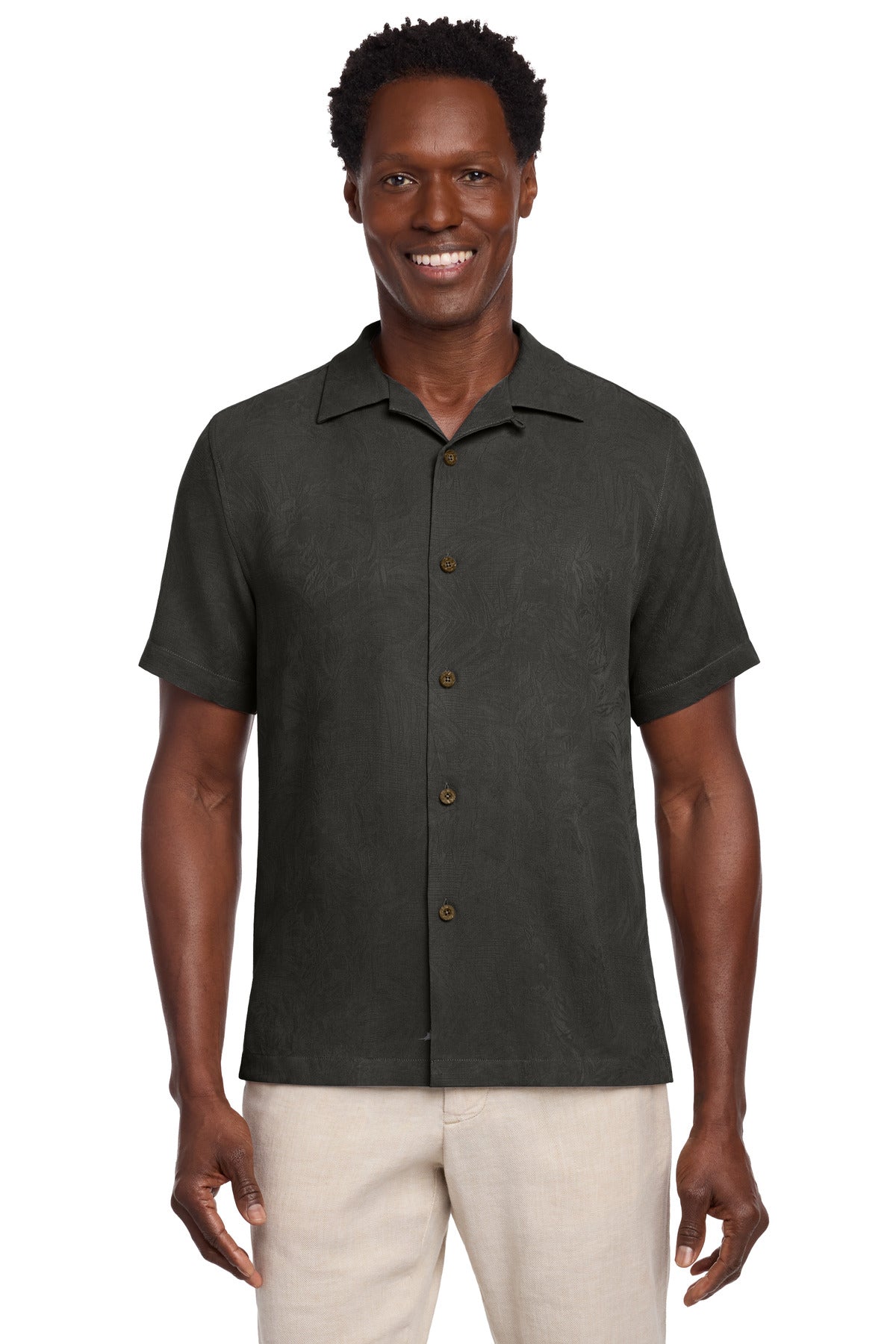 Custom Black Tropic Isles Short Sleeve Shirt ST325384TB, personalized by SanCanDo Swag in Argyle, TX