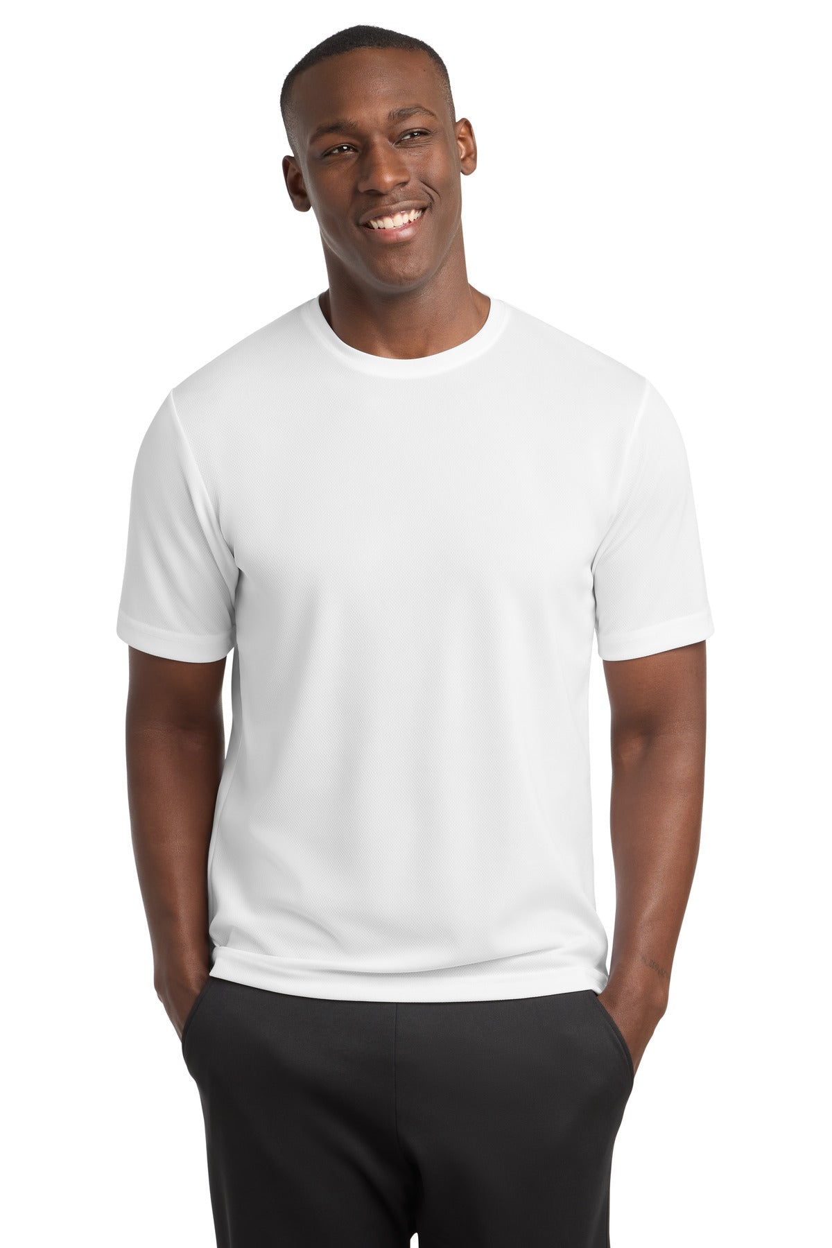 Custom White PosiCharge RacerMesh Tee ST340, personalized by SanCanDo Swag in Argyle, TX