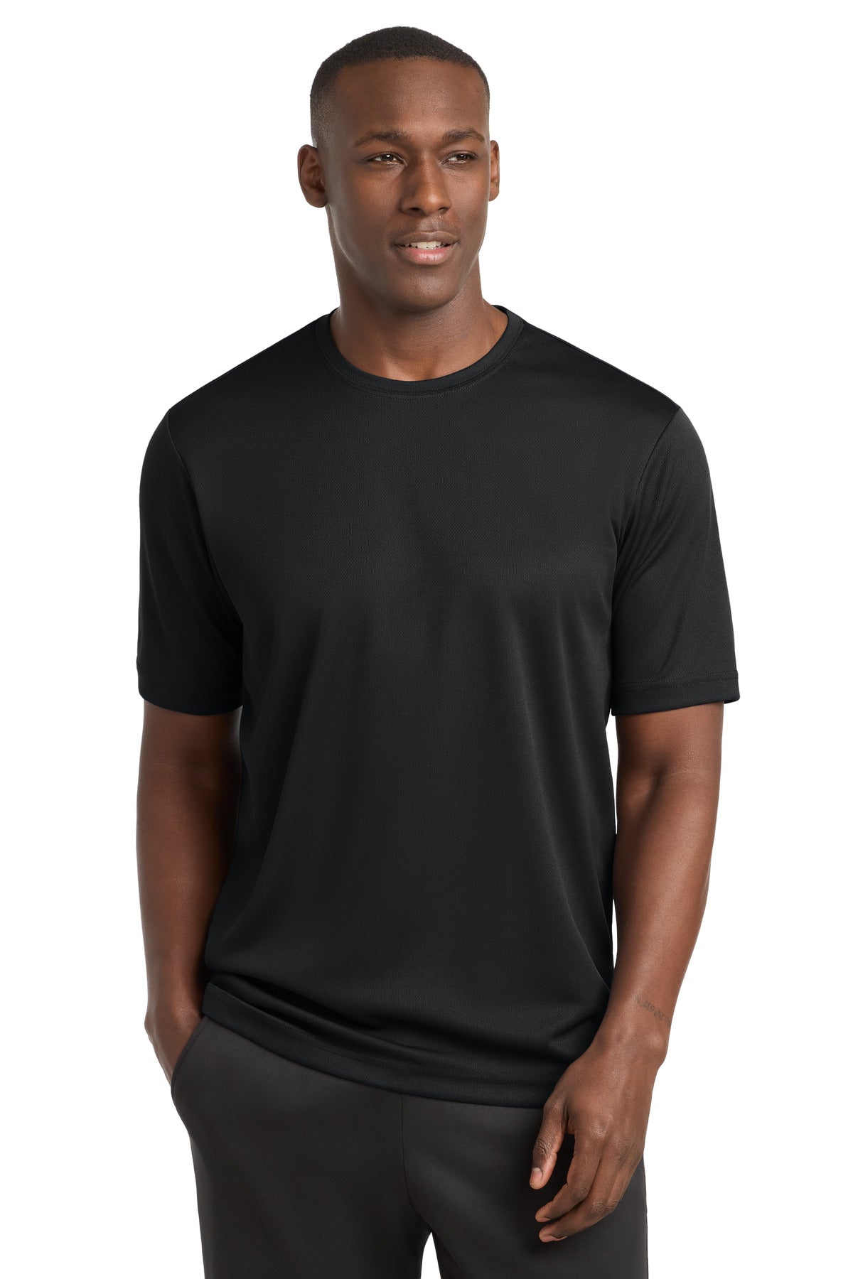 Custom Black PosiCharge RacerMesh Tee ST340, personalized by SanCanDo Swag in Argyle, TX