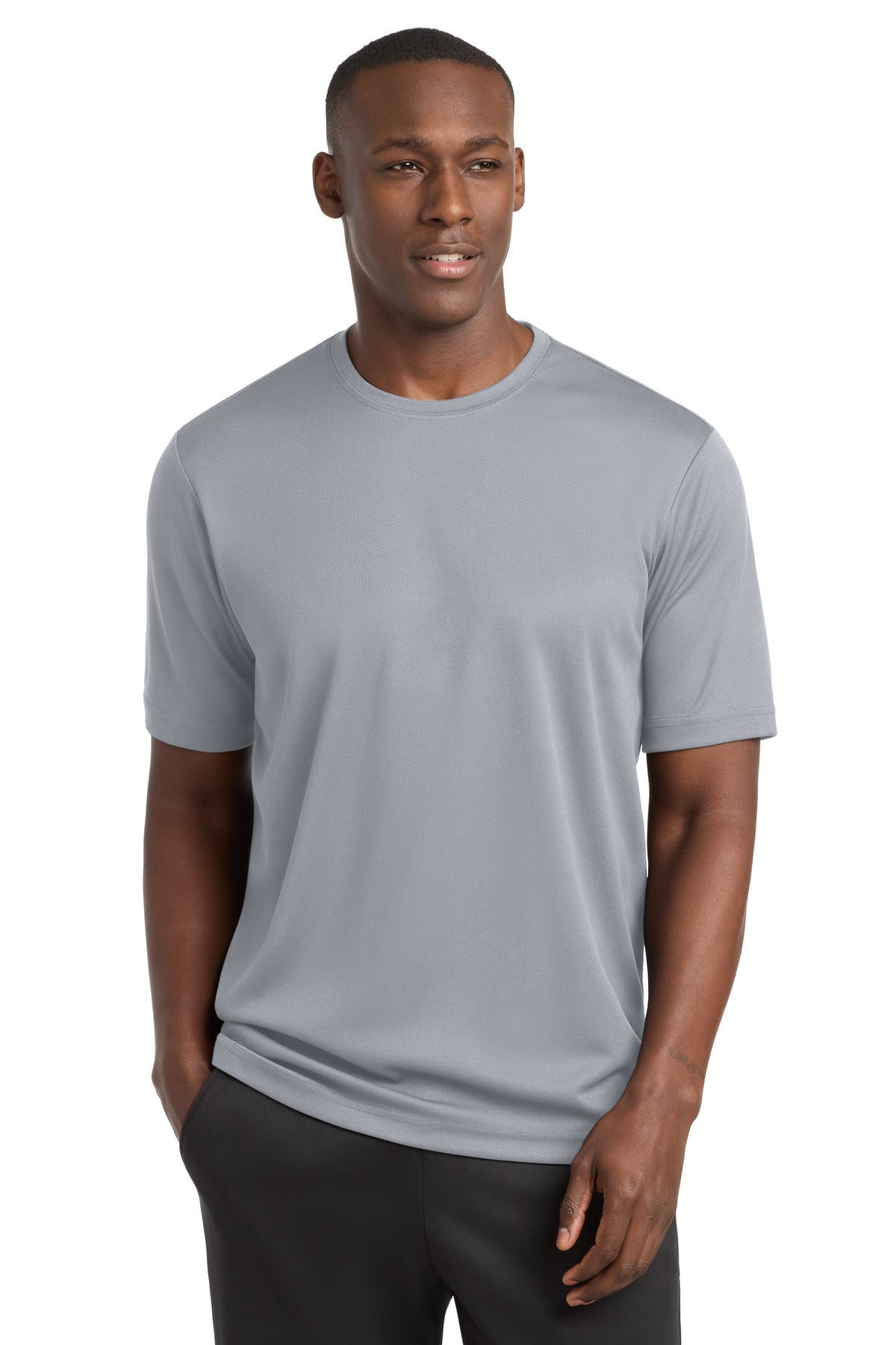 Custom Silver PosiCharge RacerMesh Tee ST340, personalized by SanCanDo Swag in Argyle, TX