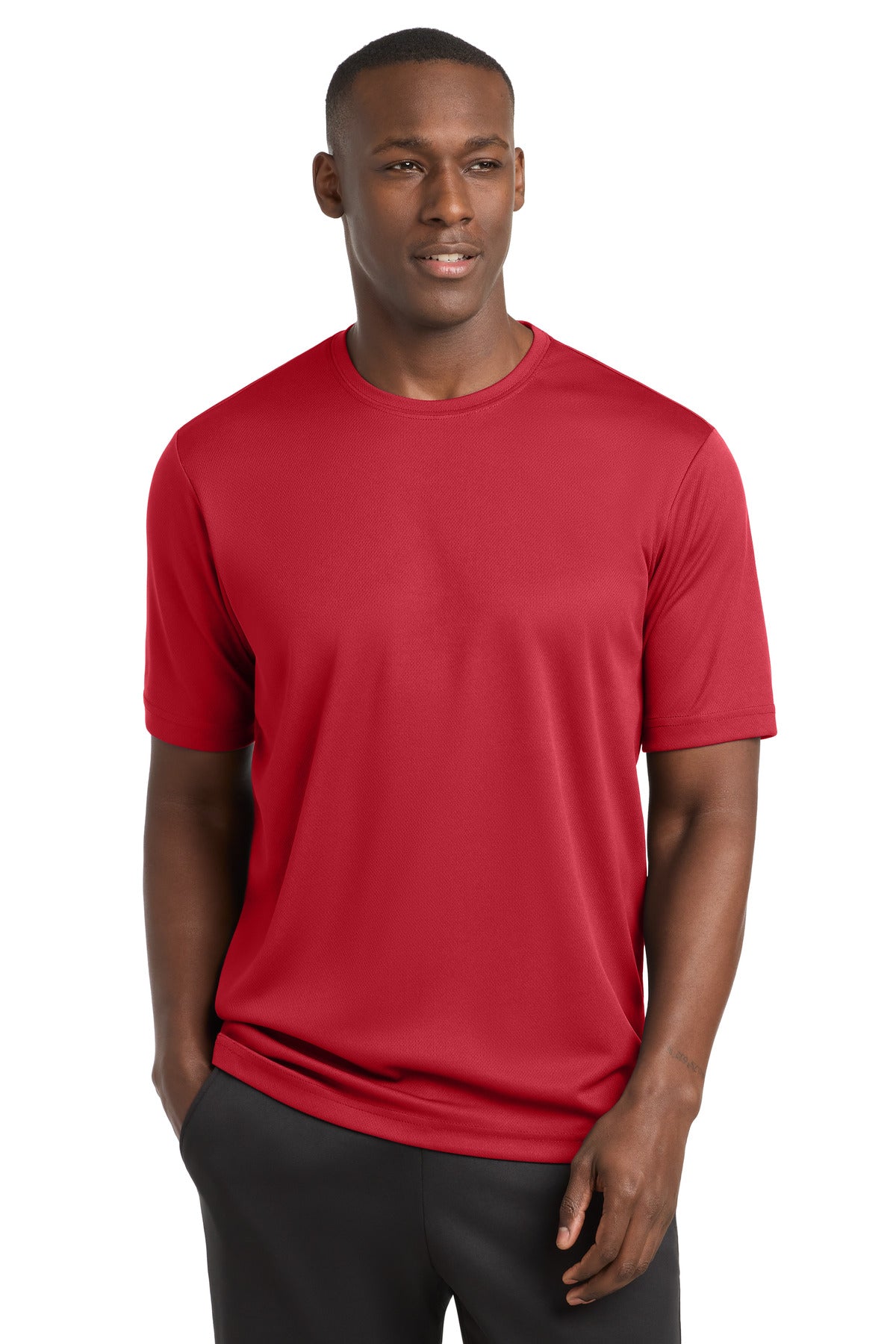 Custom True Red PosiCharge RacerMesh Tee ST340, personalized by SanCanDo Swag in Argyle, TX