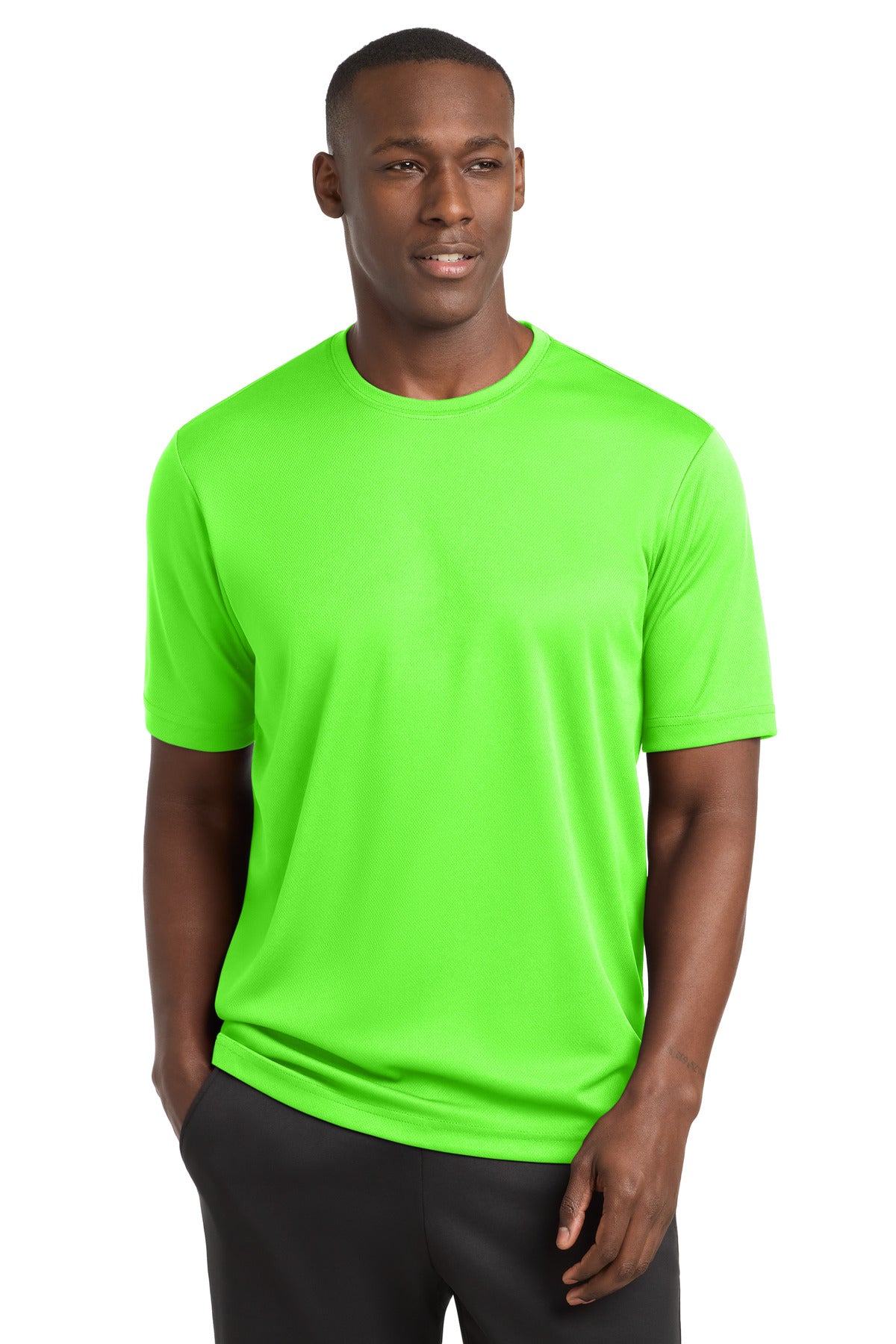 Custom Neon Green PosiCharge RacerMesh Tee ST340, personalized by SanCanDo Swag in Argyle, TX