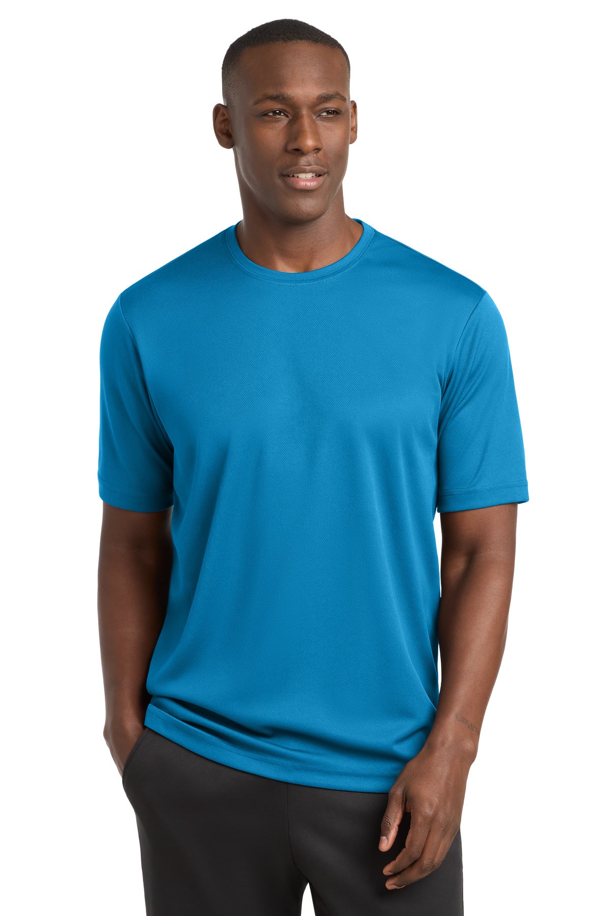 Custom Pond Blue PosiCharge RacerMesh Tee ST340, personalized by SanCanDo Swag in Argyle, TX
