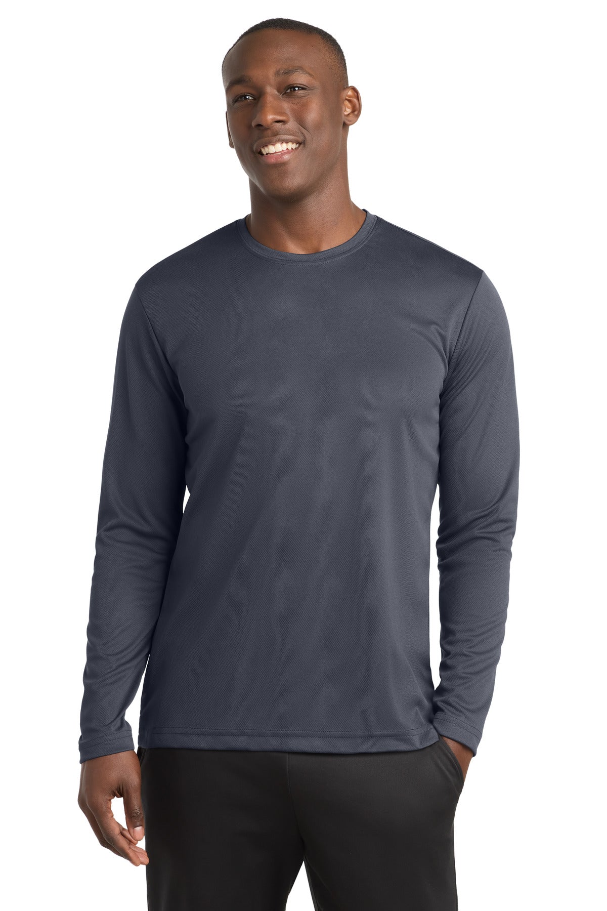 Custom Graphite PosiCharge RacerMesh Long Sleeve Tee ST340LS, personalized by SanCanDo Swag in Argyle, TX