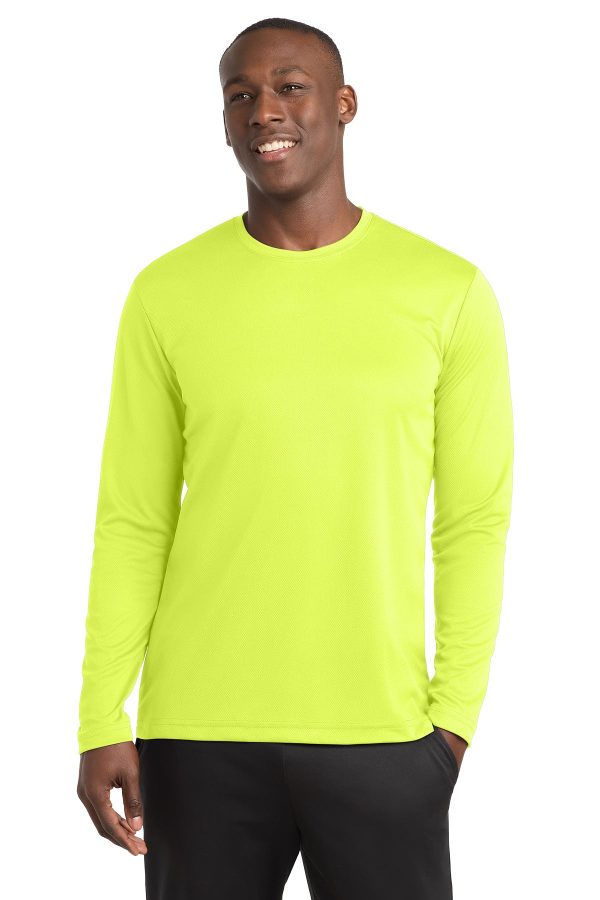 Custom Neon Yellow PosiCharge RacerMesh Long Sleeve Tee ST340LS, personalized by SanCanDo Swag in Argyle, TX