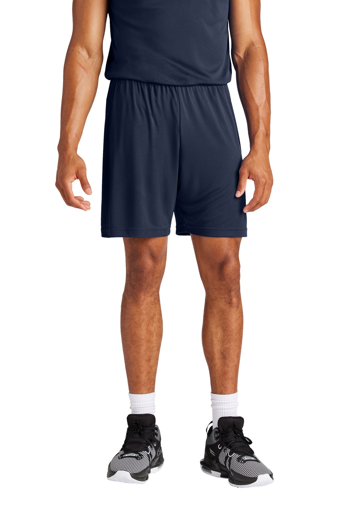 Custom True Navy PosiCharge Competitor 7" Short ST349, personalized by SanCanDo Swag in Argyle, TX