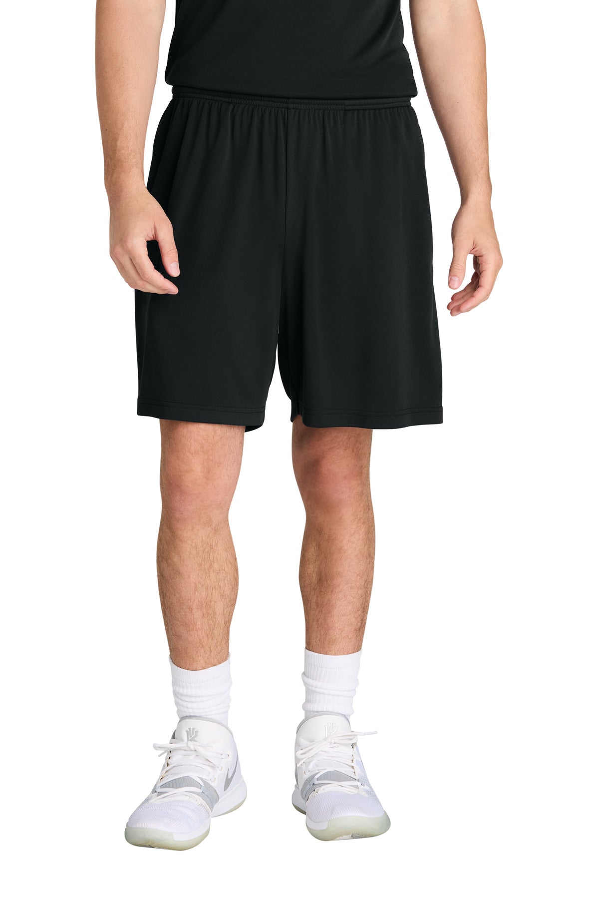 Custom Black PosiCharge Competitor 7" Pocketed Short ST349P, personalized by SanCanDo Swag in Argyle, TX