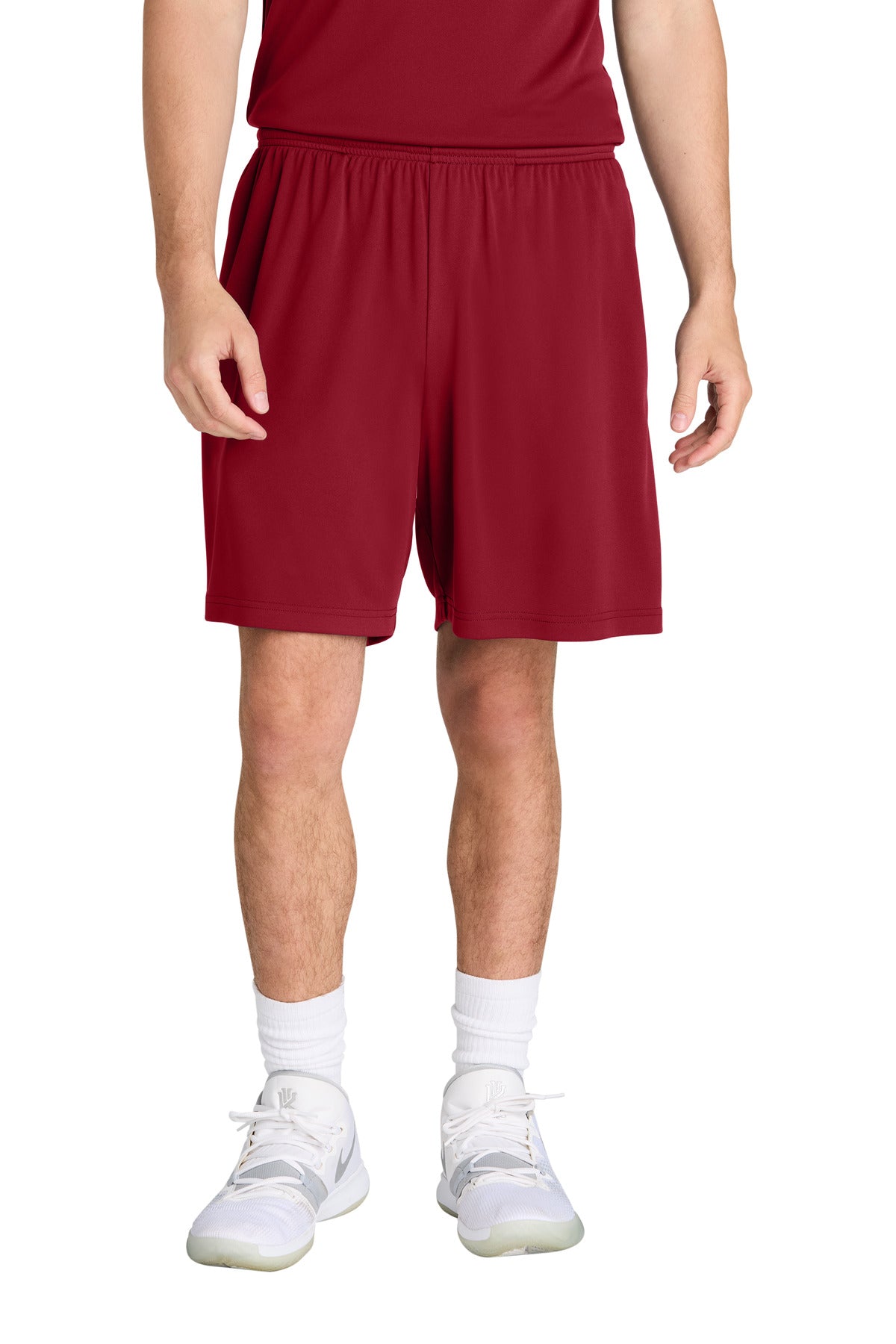 Custom Deep Red PosiCharge Competitor 7" Pocketed Short ST349P, personalized by SanCanDo Swag in Argyle, TX
