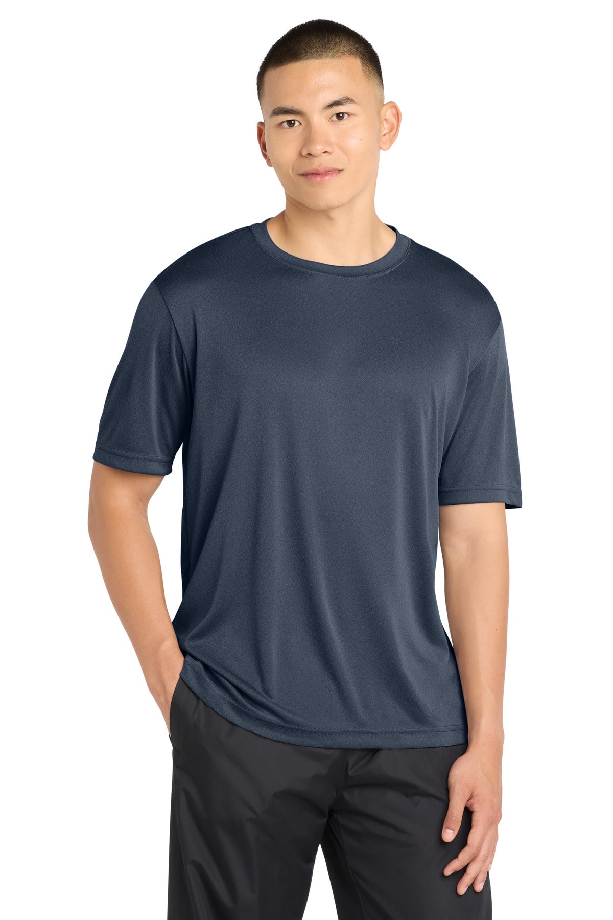Custom True Navy Heather Competitor Tee ST350, personalized by SanCanDo Swag in Argyle, TX