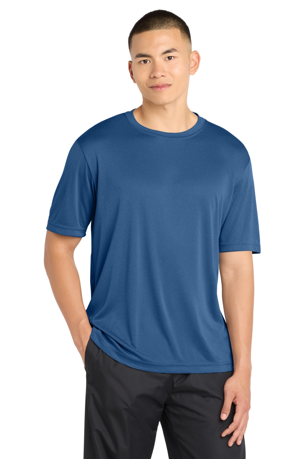 Custom True Royal Heather Competitor Tee ST350, personalized by SanCanDo Swag in Argyle, TX