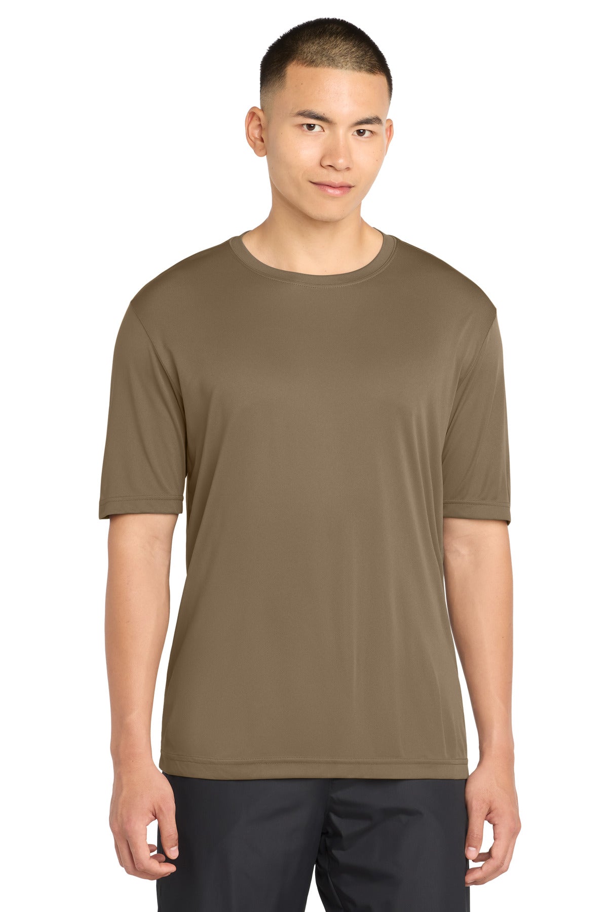 Custom Woodland Brown Competitor Tee ST350, personalized by SanCanDo Swag in Argyle, TX