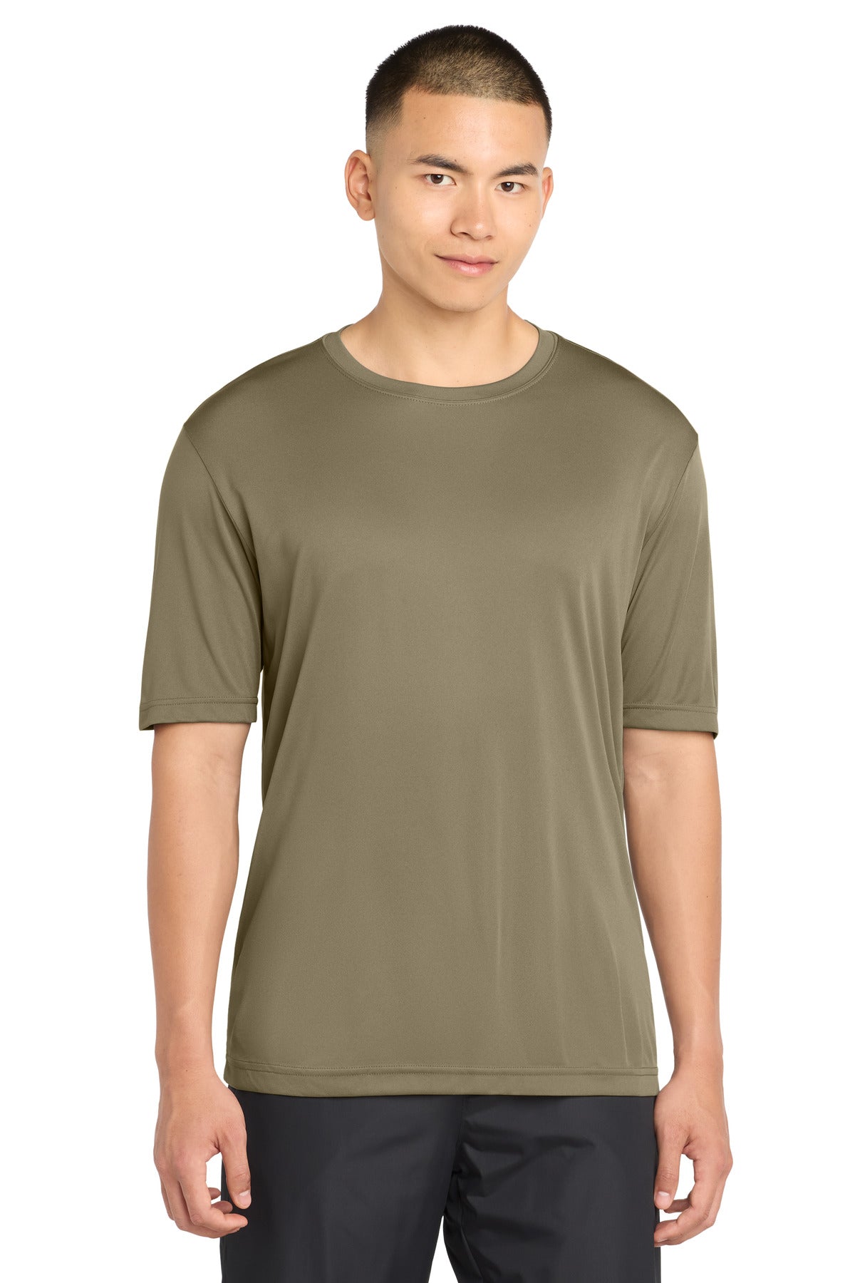 Custom Coyote Brown Competitor Tee ST350, personalized by SanCanDo Swag in Argyle, TX