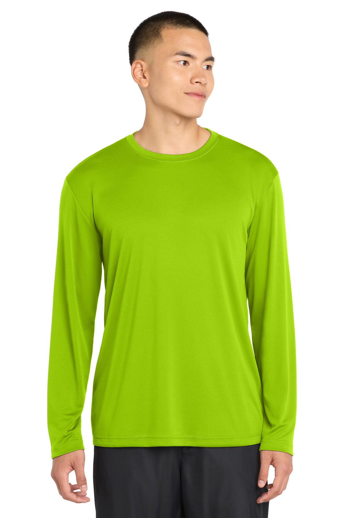 Custom Lime Shock Long Sleeve Competitor Tee ST350LS, personalized by SanCanDo Swag in Argyle, TX