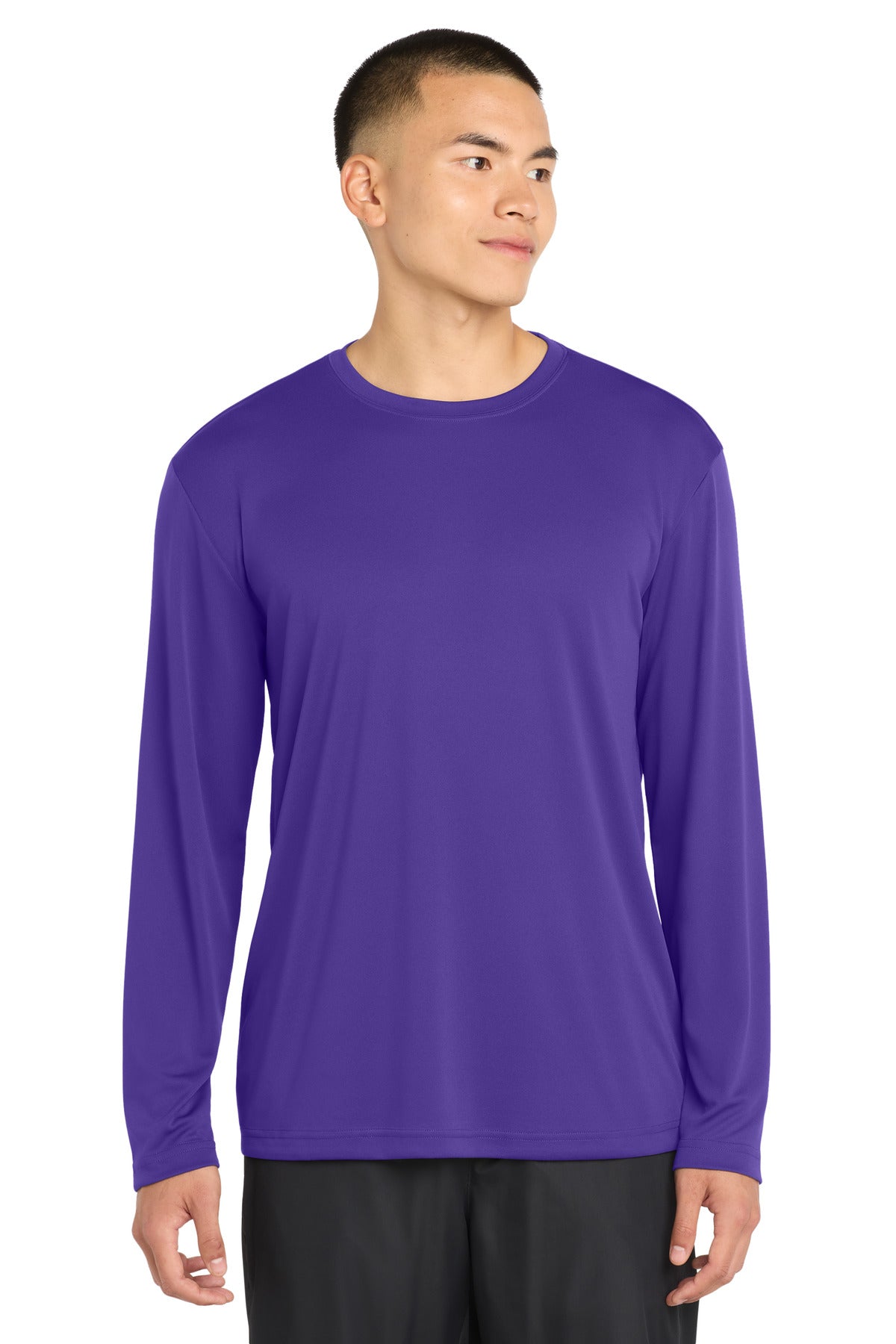 Custom Purple Long Sleeve Competitor Tee ST350LS, personalized by SanCanDo Swag in Argyle, TX