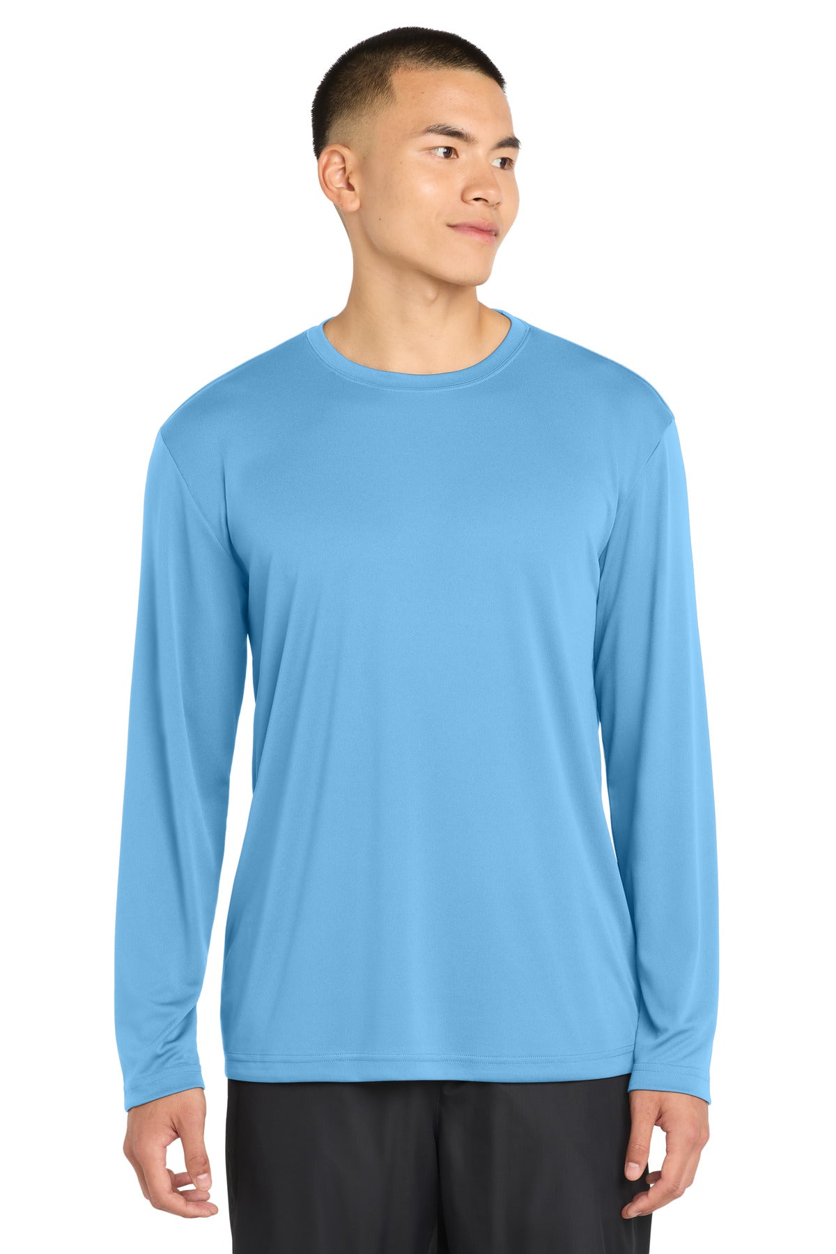 Custom Carolina Blue Long Sleeve Competitor Tee ST350LS, personalized by SanCanDo Swag in Argyle, TX