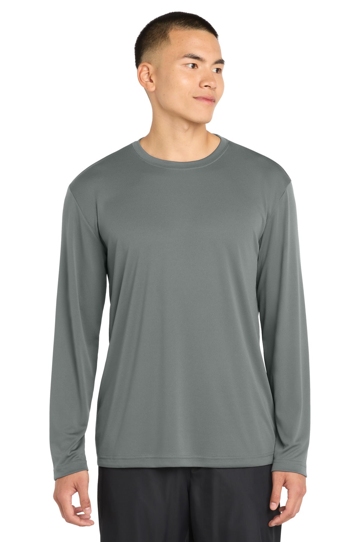 Custom Grey Concrete Long Sleeve Competitor Tee ST350LS, personalized by SanCanDo Swag in Argyle, TX