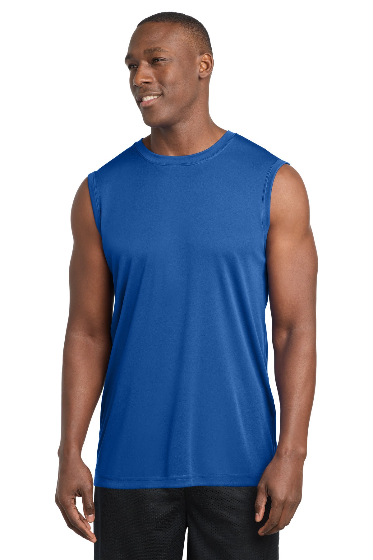 Custom True Royal Sleeveless Competitor Tee ST352, personalized by SanCanDo Swag in Argyle, TX