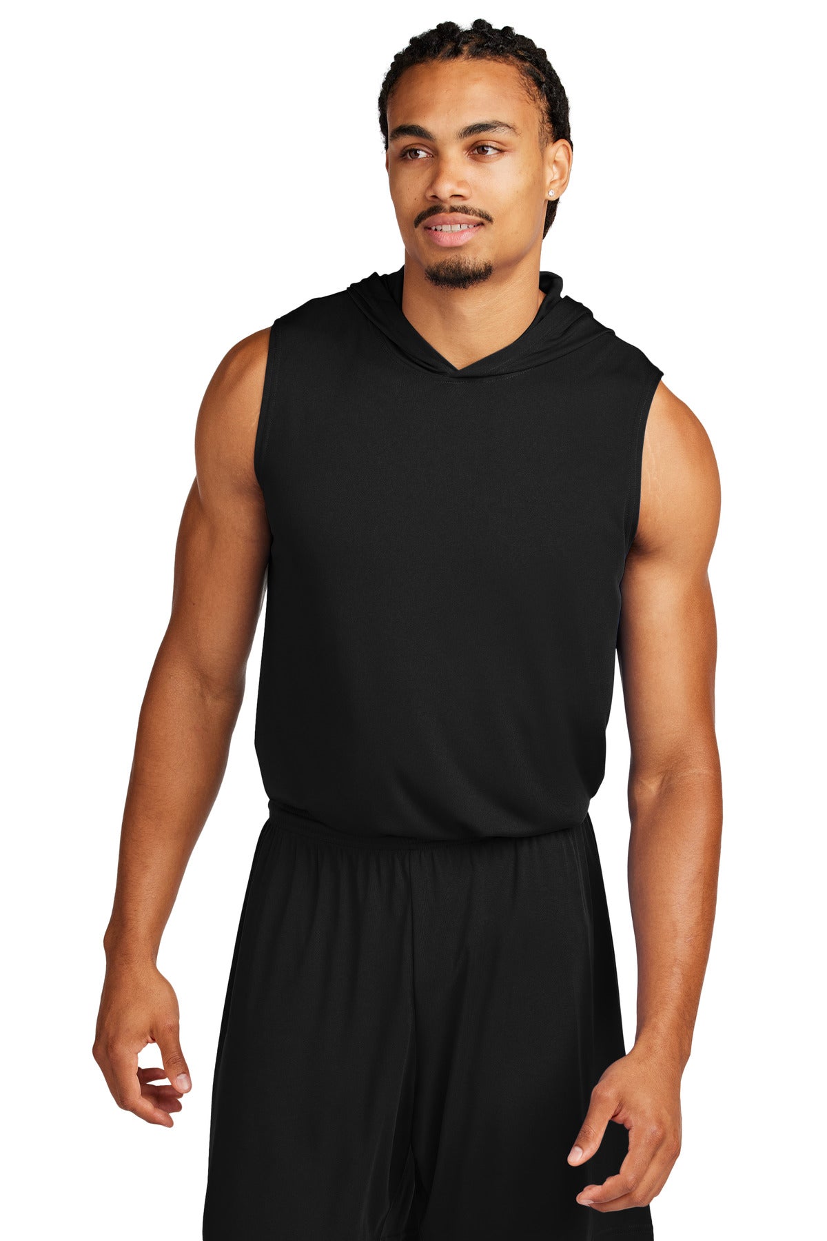 Custom Black Competitor Sleeveless Hoodie ST352H, personalized by SanCanDo Swag in Argyle, TX