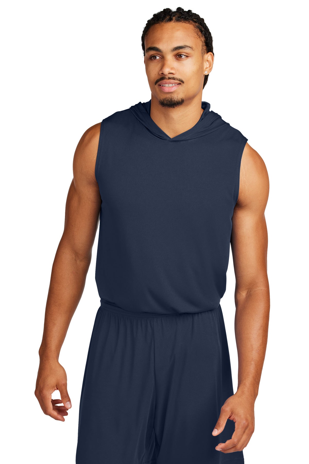 Custom True Navy Competitor Sleeveless Hoodie ST352H, personalized by SanCanDo Swag in Argyle, TX