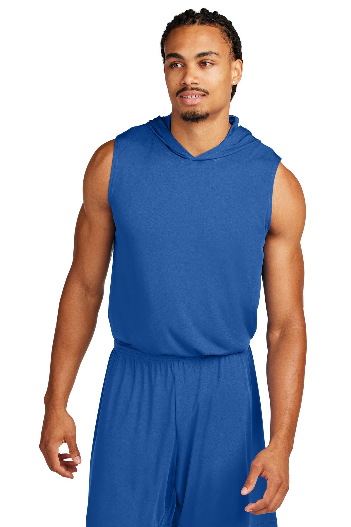 Custom True Royal Competitor Sleeveless Hoodie ST352H, personalized by SanCanDo Swag in Argyle, TX
