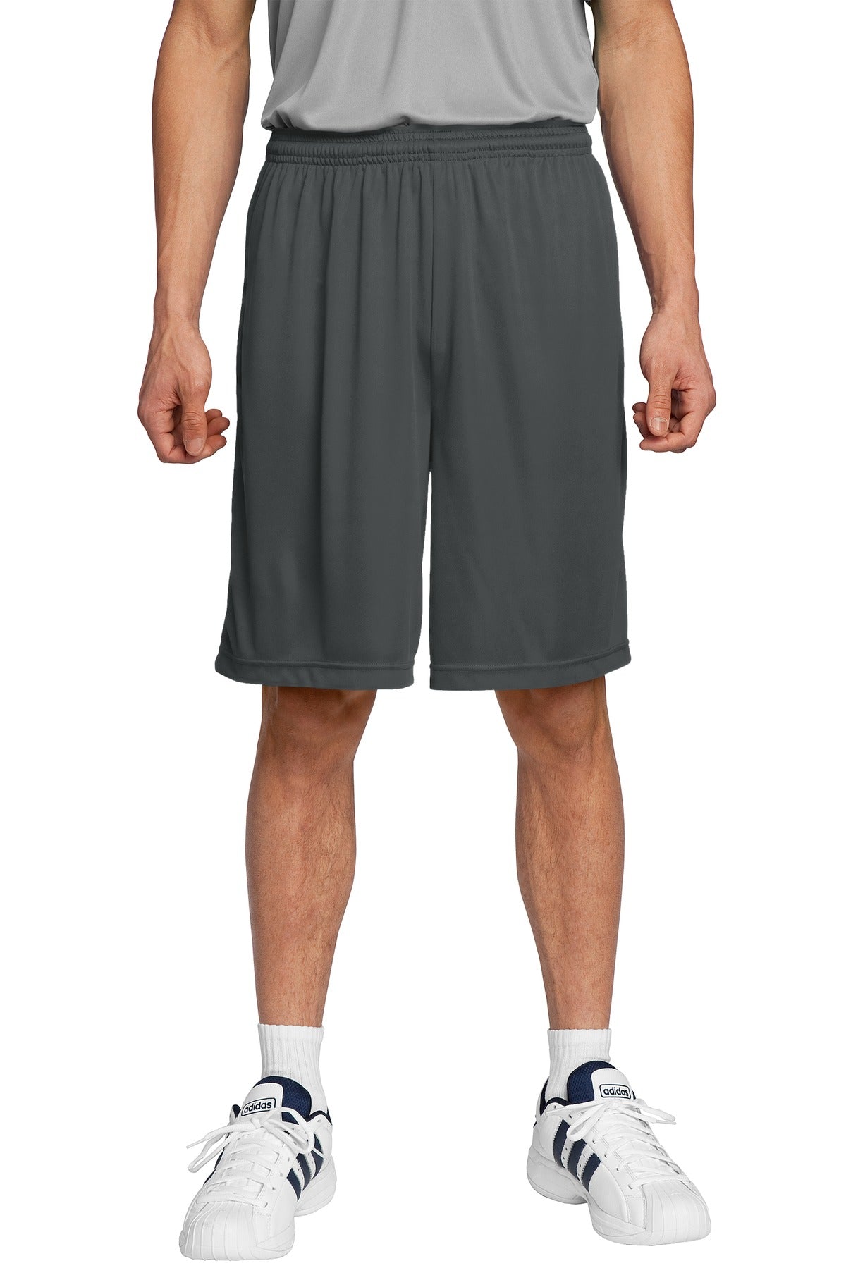 Custom Iron Grey PosiCharge Competitor Short ST355, personalized by SanCanDo Swag in Argyle, TX
