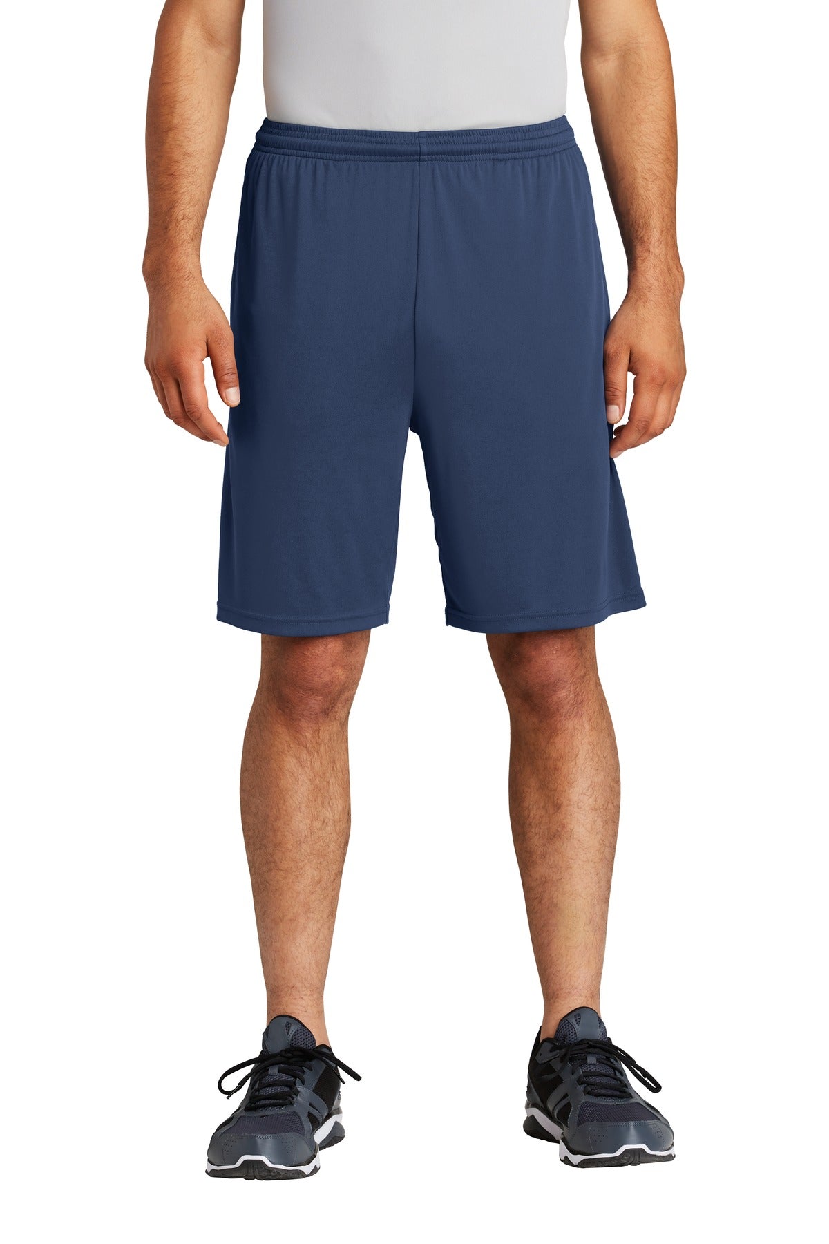 Custom True Navy PosiCharge Competitor Pocketed Short ST355P, personalized by SanCanDo Swag in Argyle, TX