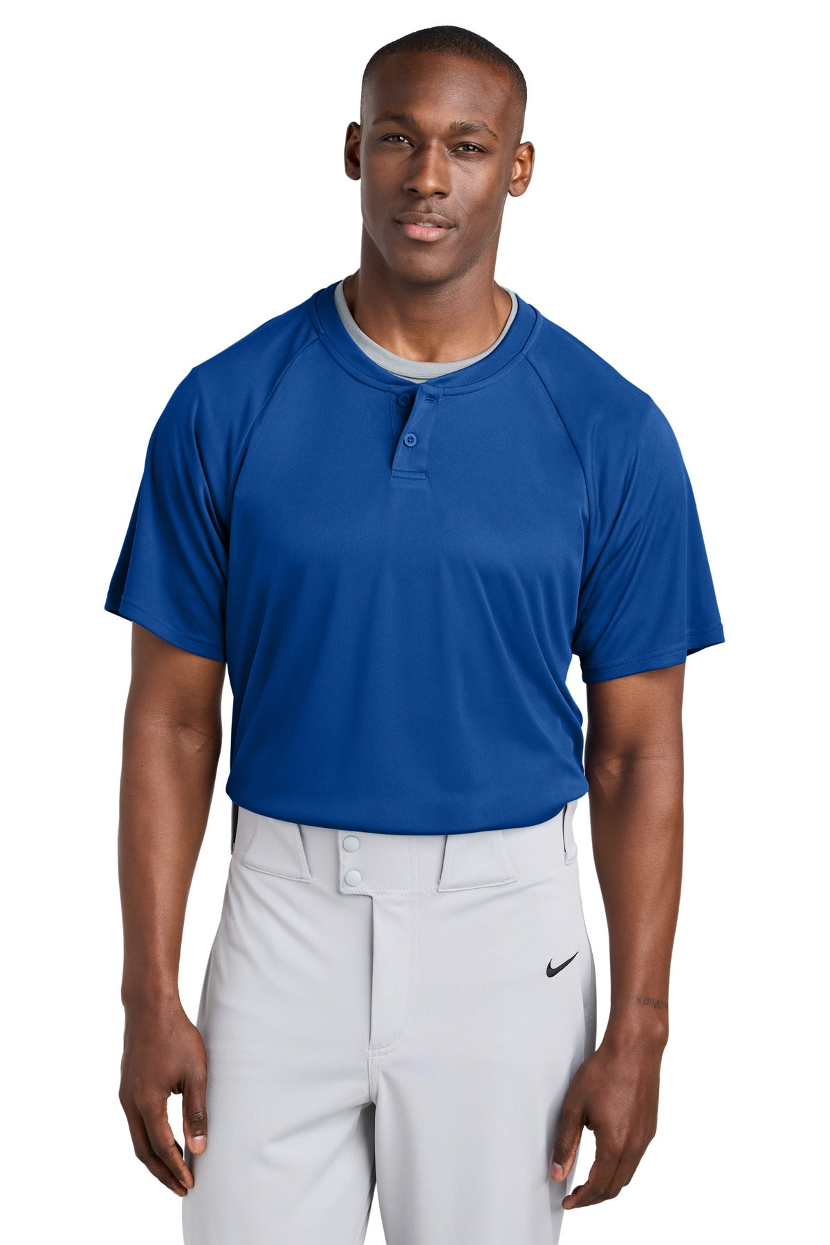 Custom True Royal PosiCharge Competitor 2-Button Henley ST359, personalized by SanCanDo Swag in Argyle, TX