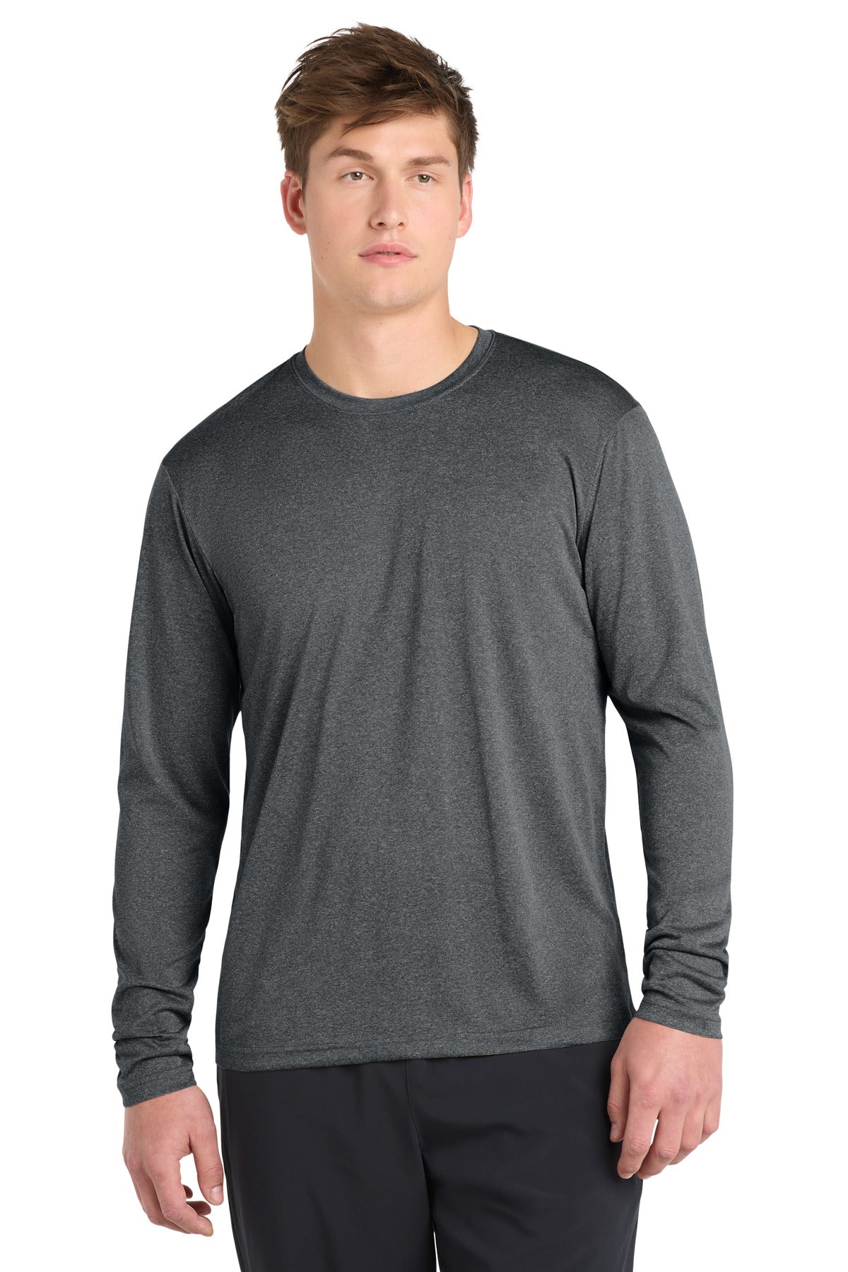 Custom Graphite Heather Long Sleeve Heather Contender Tee ST360LS, personalized by SanCanDo Swag in Argyle, TX