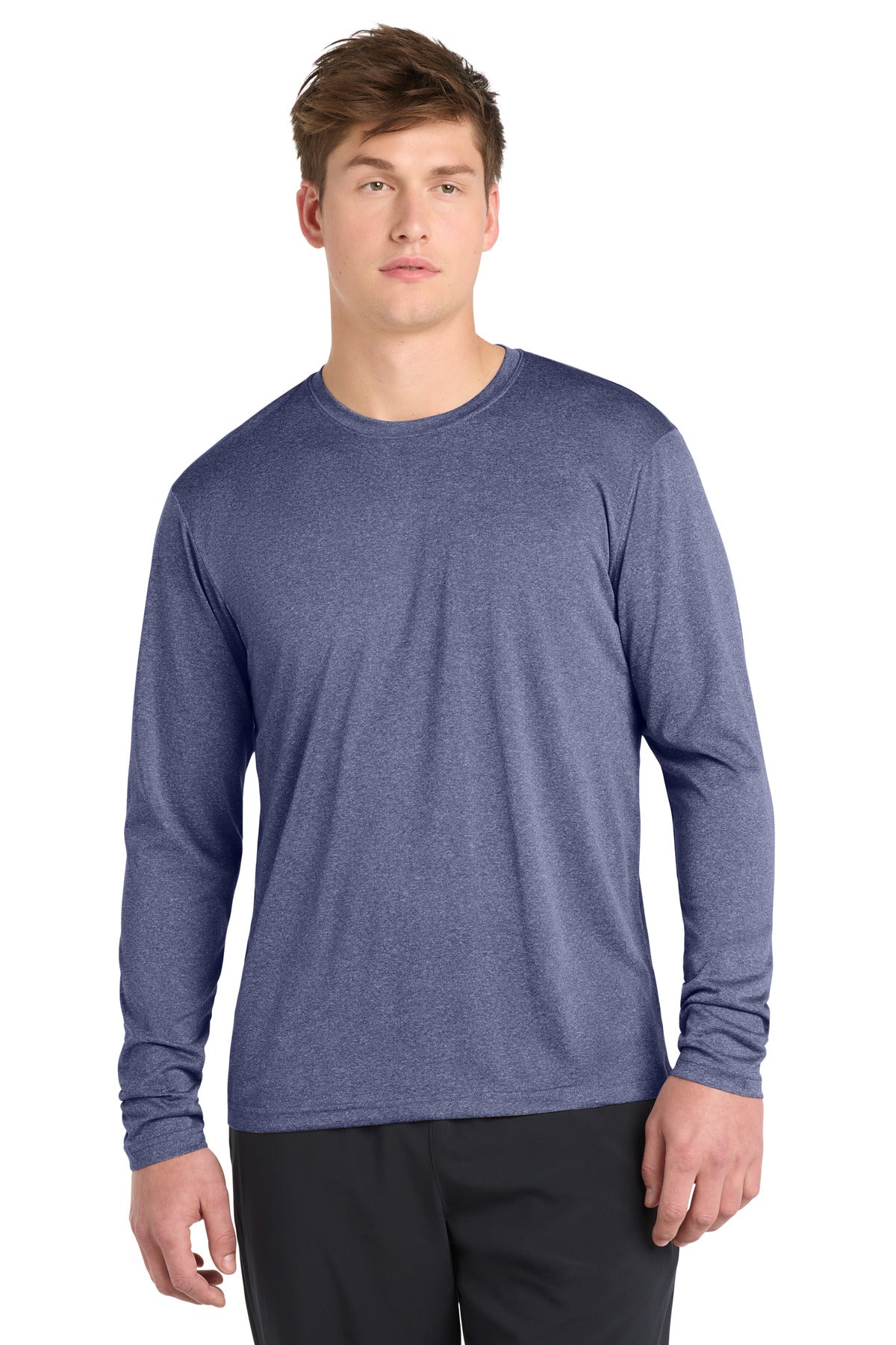 Custom True Navy Heather Long Sleeve Heather Contender Tee ST360LS, personalized by SanCanDo Swag in Argyle, TX