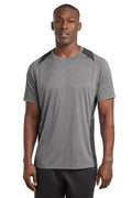 Custom Vintage Heather/ Black Heather Colorblock Contender Tee ST361, personalized by SanCanDo Swag in Argyle, TX