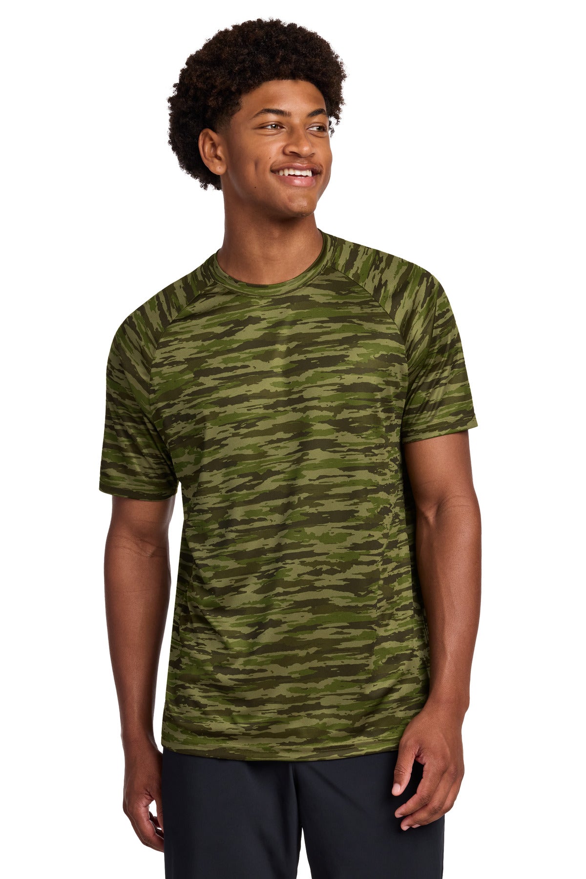 Custom Olive Drab Green Drift Camo Tee ST375, personalized by SanCanDo Swag in Argyle, TX