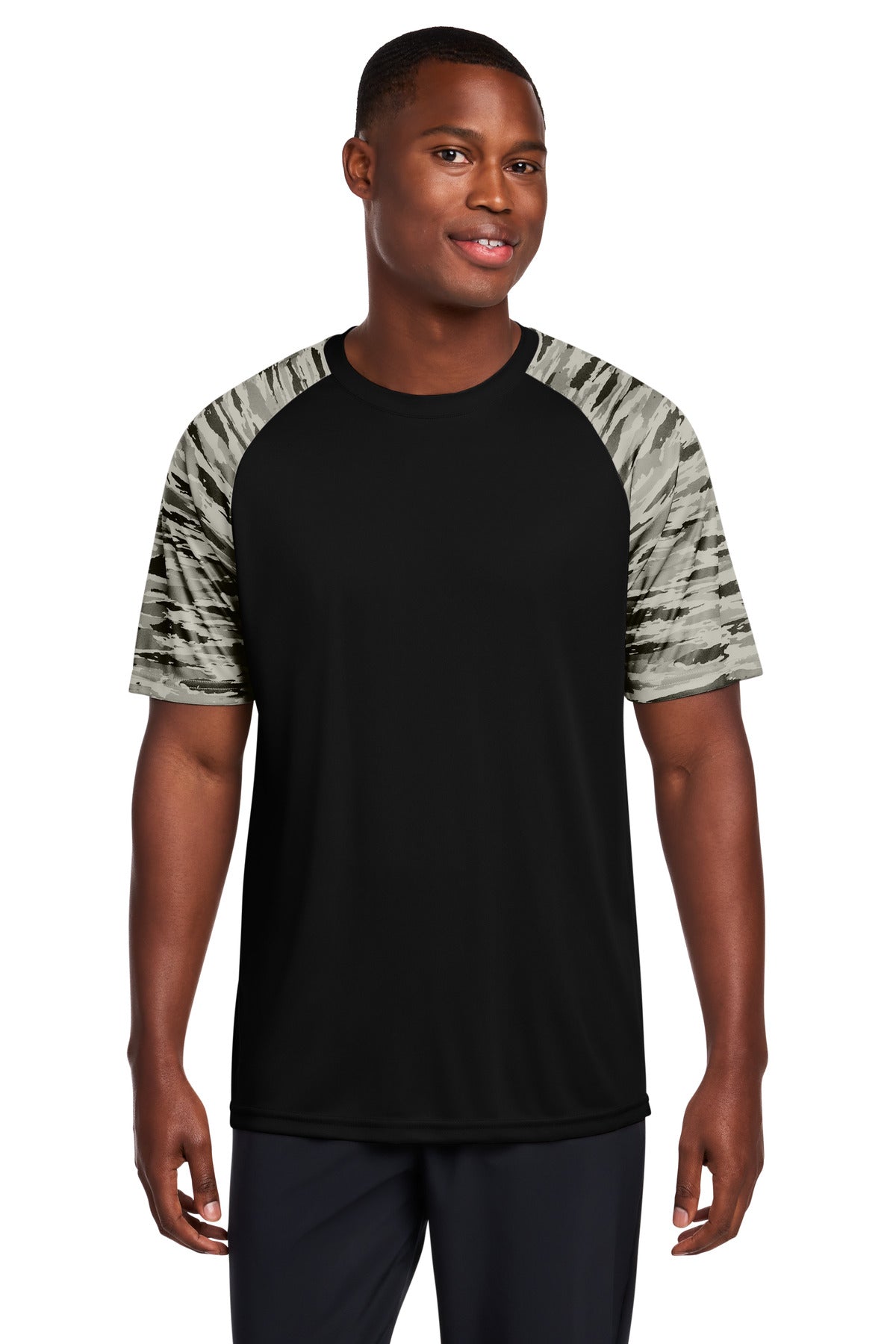 Custom Black Drift Camo Colorblock Tee ST376, personalized by SanCanDo Swag in Argyle, TX