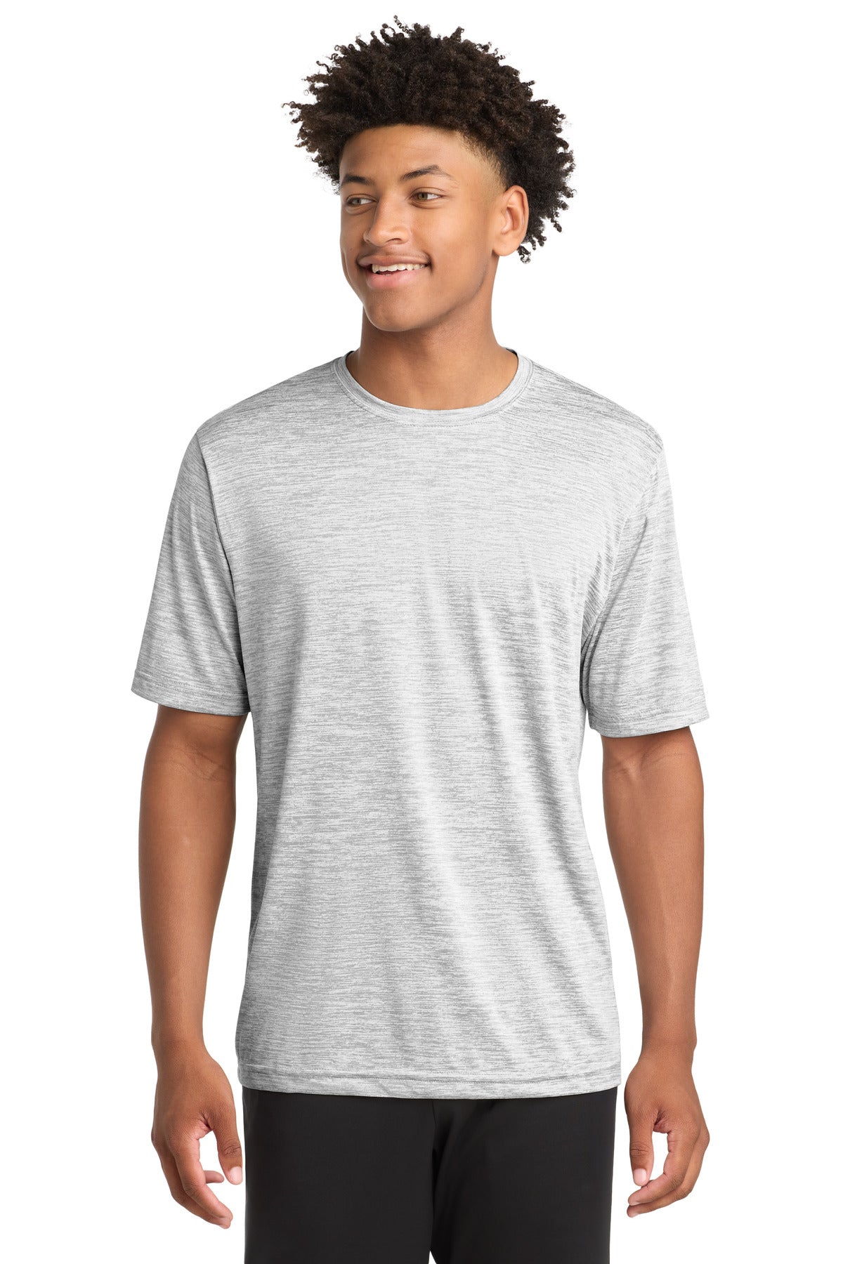 Custom Silver Electric PosiCharge Electric Heather Tee ST390, personalized by SanCanDo Swag in Argyle, TX