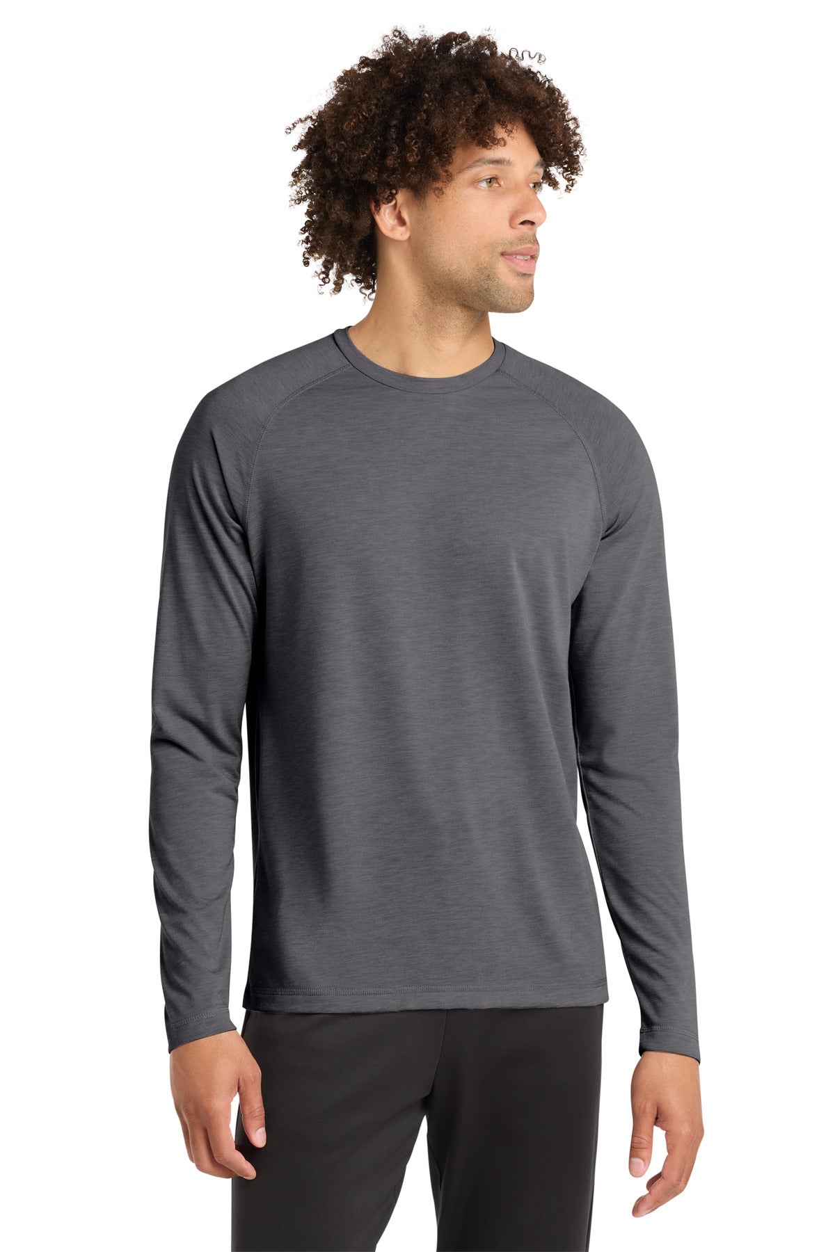 Custom Dark Grey Heather Tri-Blend Wicking Raglan Tee ST400LS, personalized by SanCanDo Swag in Argyle, TX