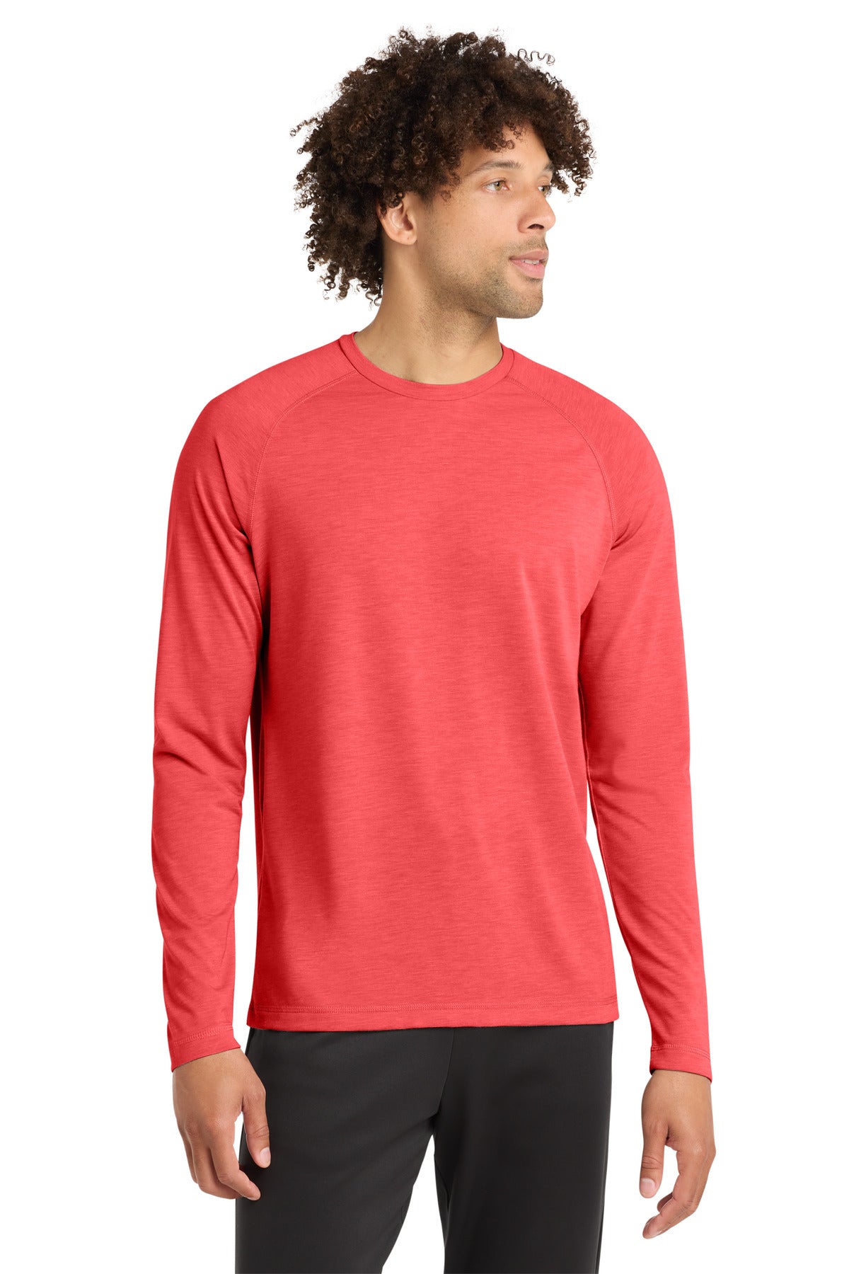 Custom True Red Heather Tri-Blend Wicking Raglan Tee ST400LS, personalized by SanCanDo Swag in Argyle, TX