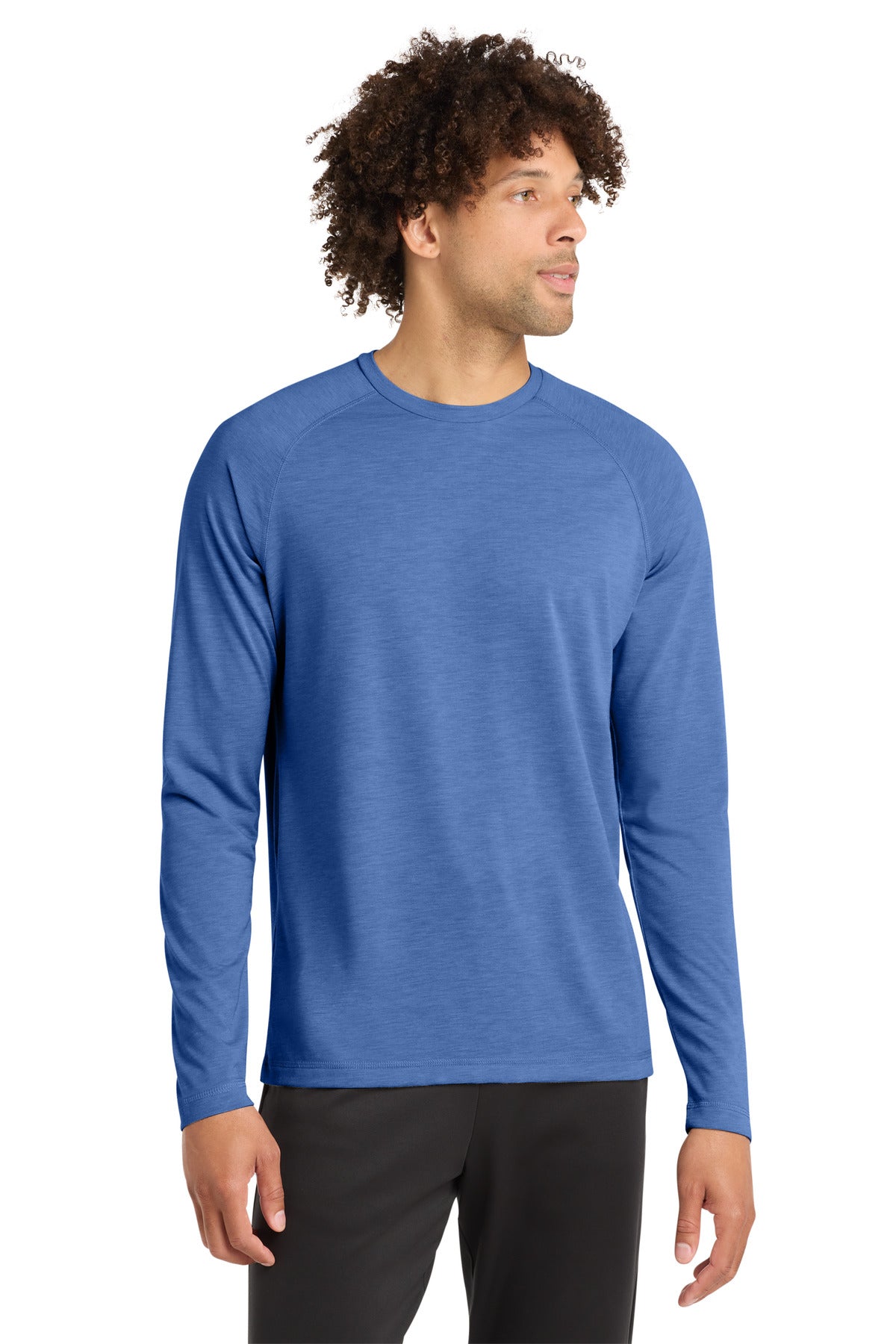 Custom True Royal Heather Tri-Blend Wicking Raglan Tee ST400LS, personalized by SanCanDo Swag in Argyle, TX