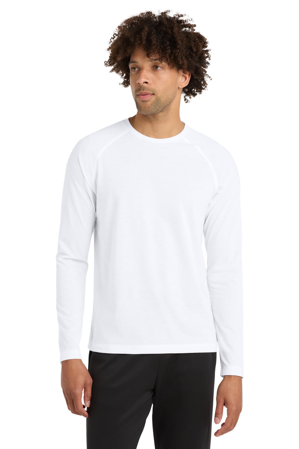 Custom White Triad Solid Tri-Blend Wicking Raglan Tee ST400LS, personalized by SanCanDo Swag in Argyle, TX