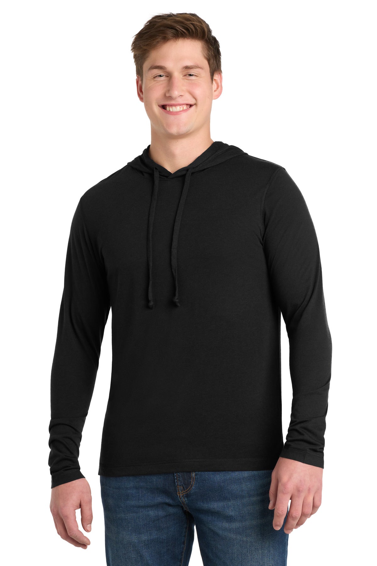 Custom Black Triad Solid Wicking Long Sleeve Hoodie ST406, personalized by SanCanDo Swag in Argyle, TX