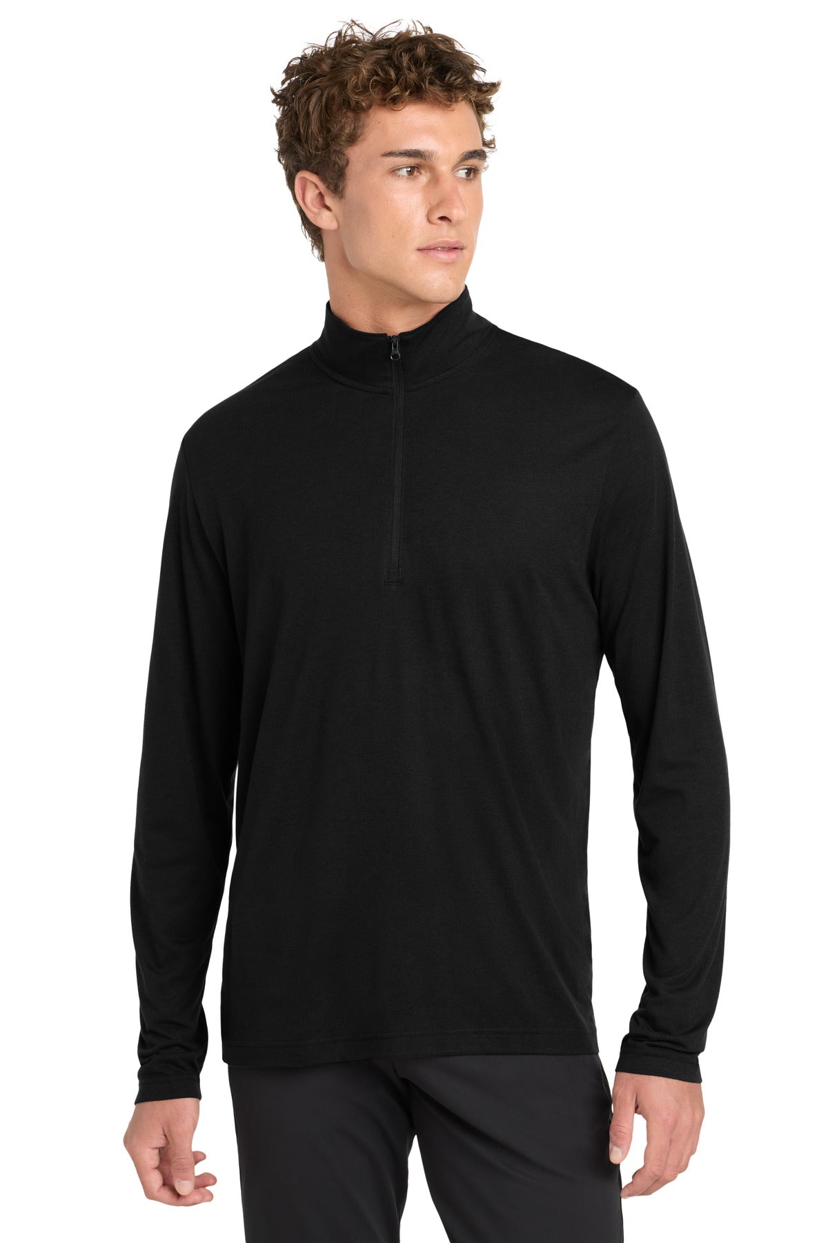Custom Black Triad Solid Tri-Blend Wicking 1/4-Zip Pullover ST407, personalized by SanCanDo Swag in Argyle, TX