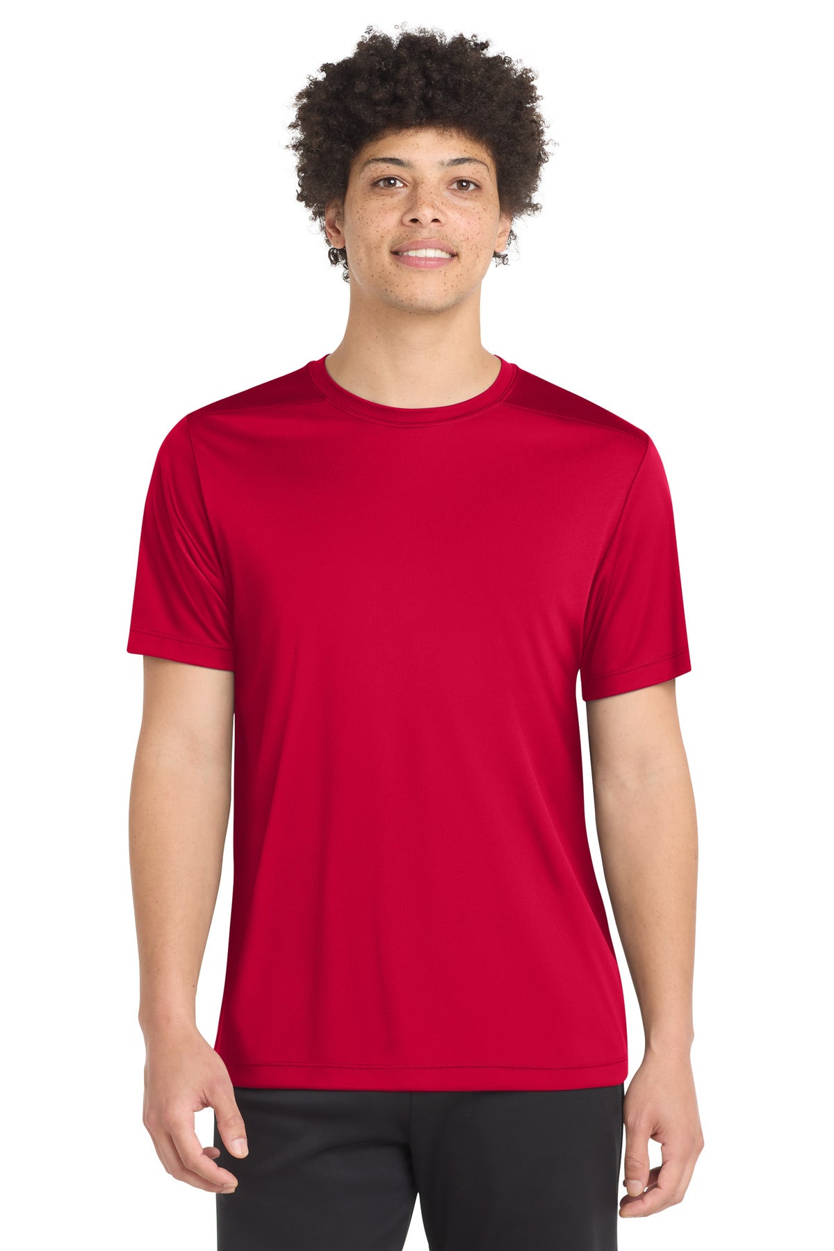 Custom Deep Red Posi-UV Pro Tee ST420, personalized by SanCanDo Swag in Argyle, TX