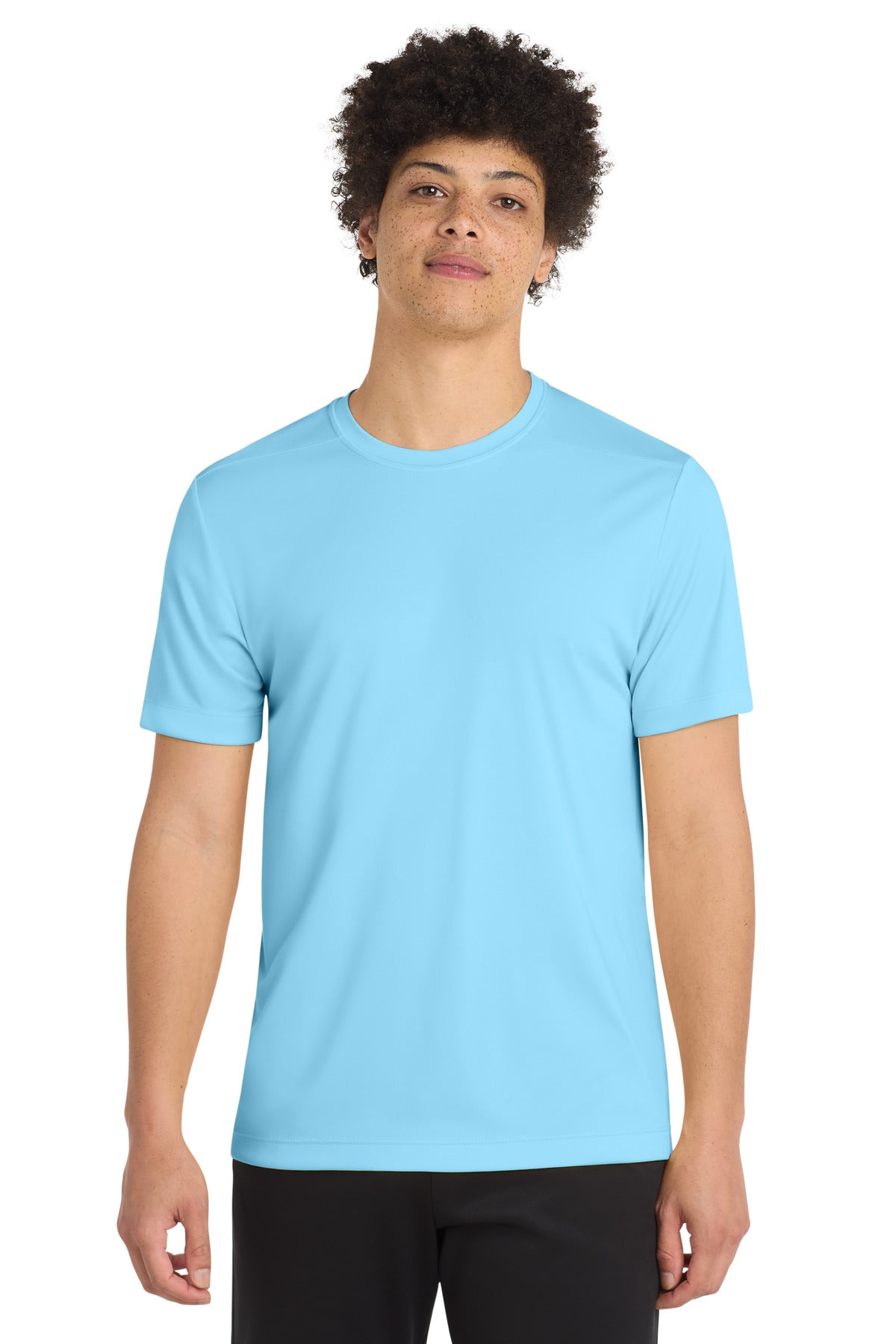Custom Light Blue Posi-UV Pro Tee ST420, personalized by SanCanDo Swag in Argyle, TX