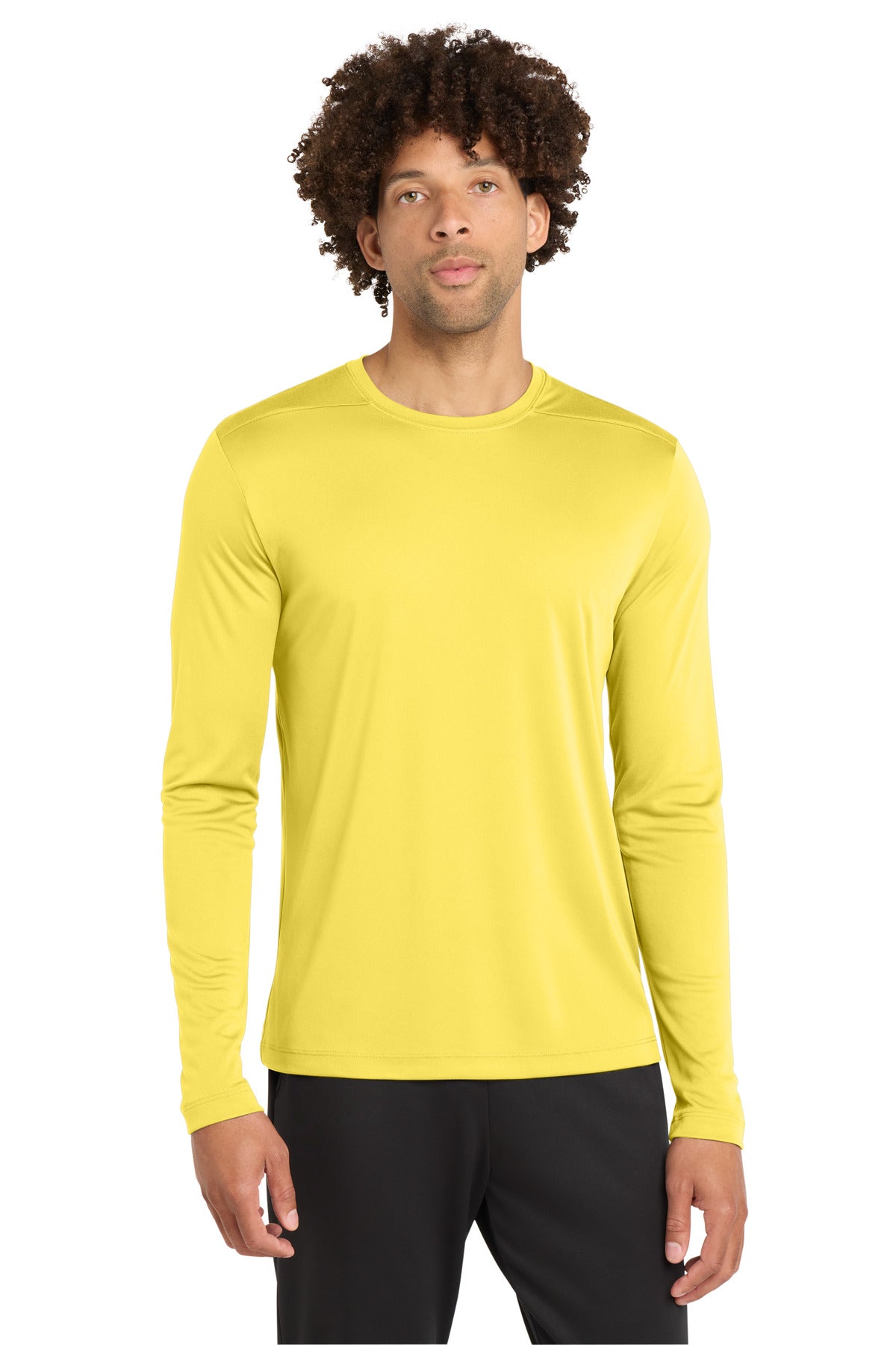 Custom Yellow Posi-UV Pro Long Sleeve Tee ST420LS, personalized by SanCanDo Swag in Argyle, TX