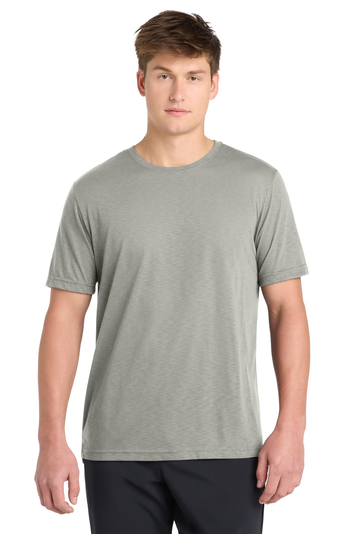 Custom Silver PosiCharge Strive Tee ST430, personalized by SanCanDo Swag in Argyle, TX