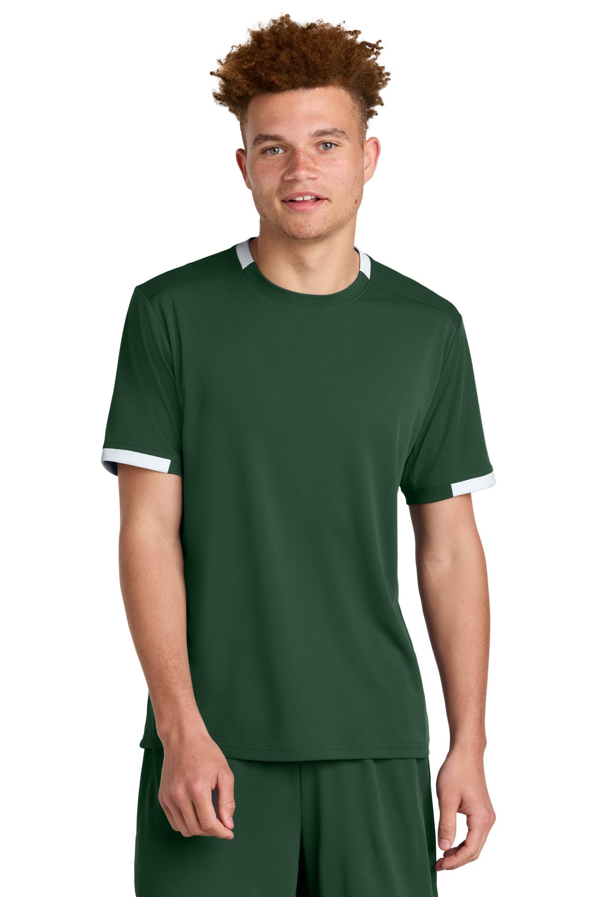 Custom Forest Green/ White Club Short Sleeve Crew ST440, personalized by SanCanDo Swag in Argyle, TX