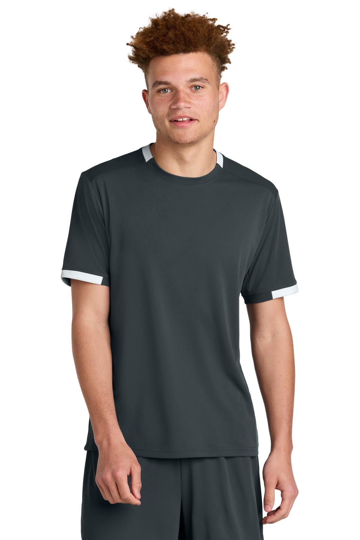 Custom Iron Grey/ White Club Short Sleeve Crew ST440, personalized by SanCanDo Swag in Argyle, TX