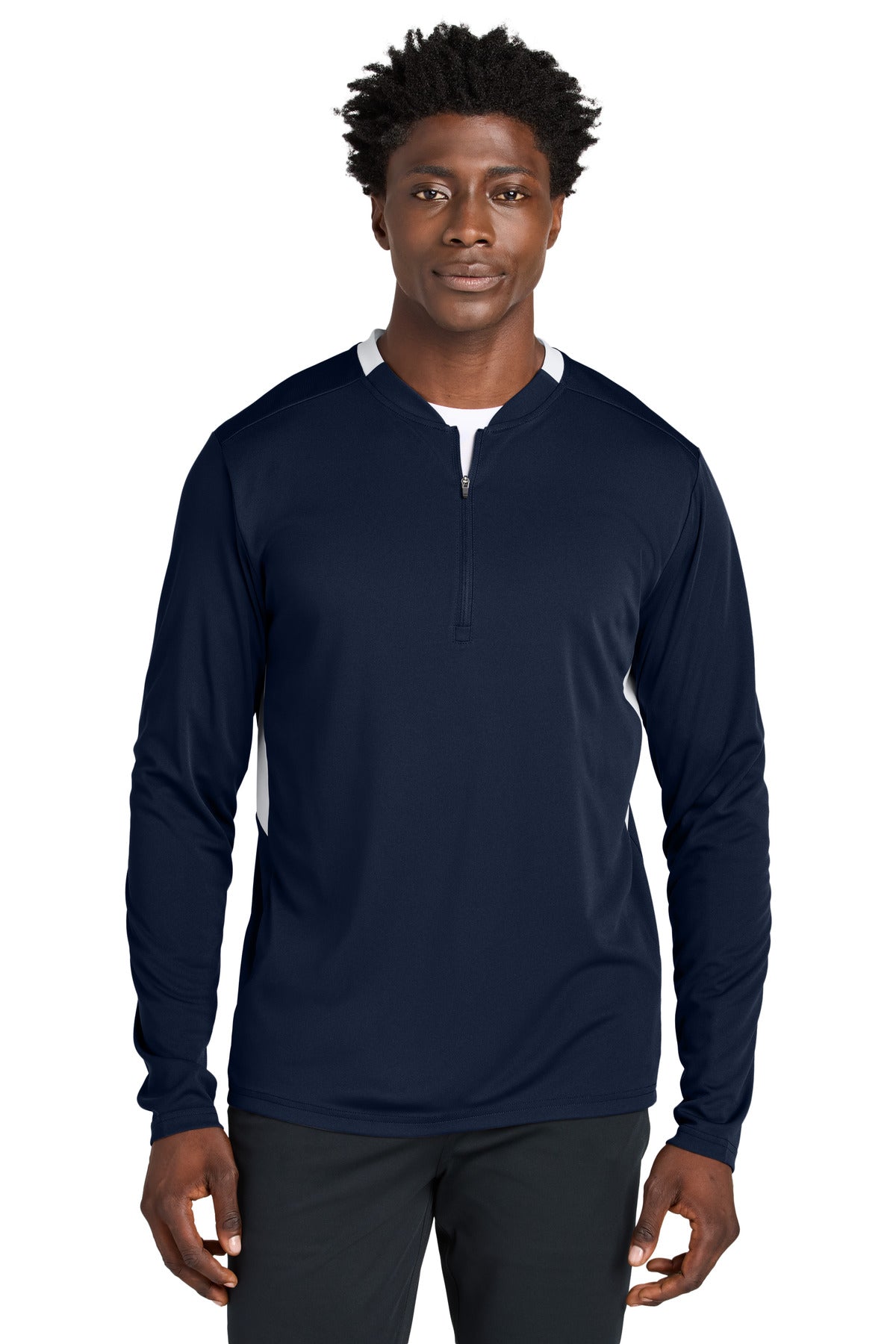 Custom True Navy/ White Club 1/4-Zip Pullover ST443, personalized by SanCanDo Swag in Argyle, TX